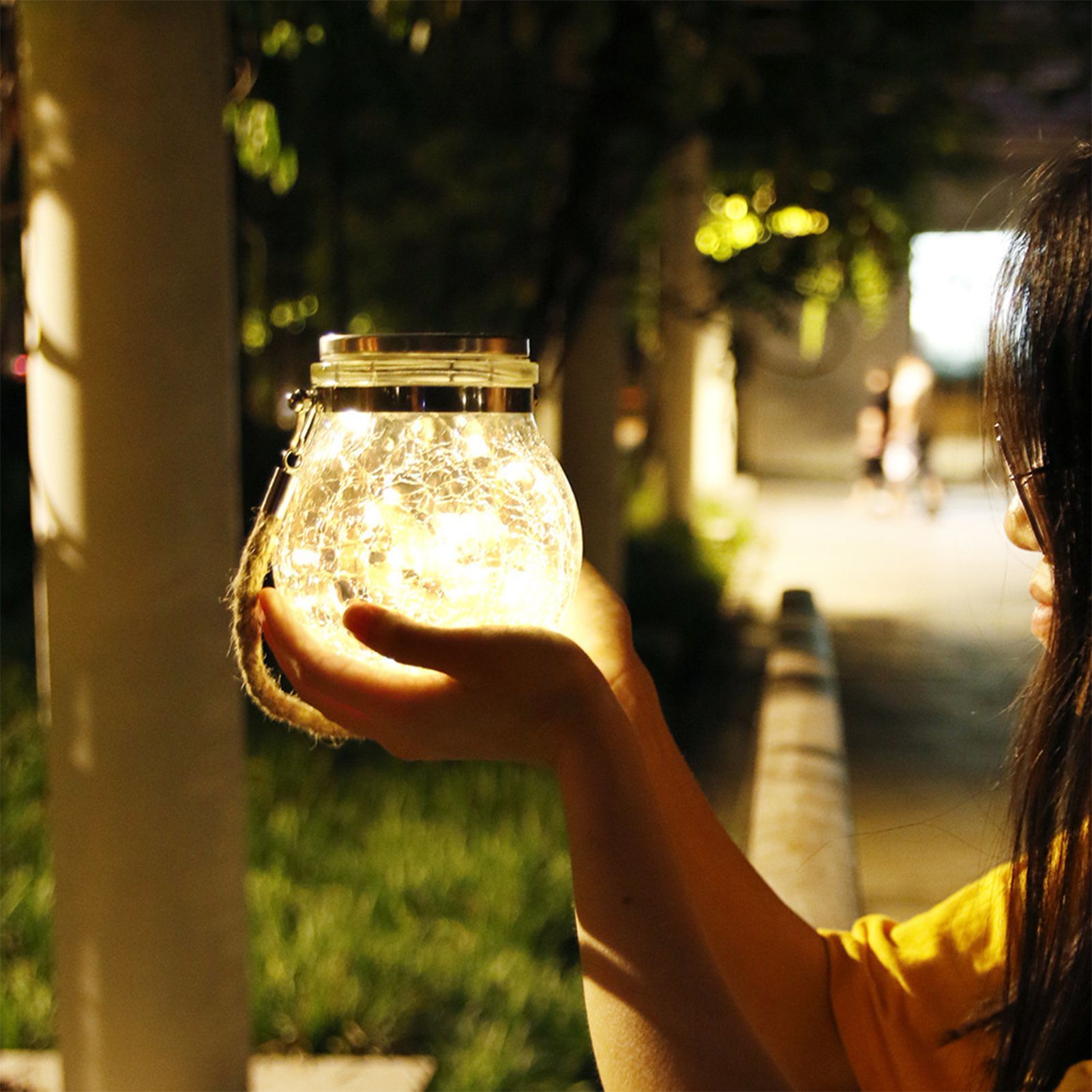 Hanging Solar Light Thickened Crackle Glass Style Waterproof Smar Sensor view 13
