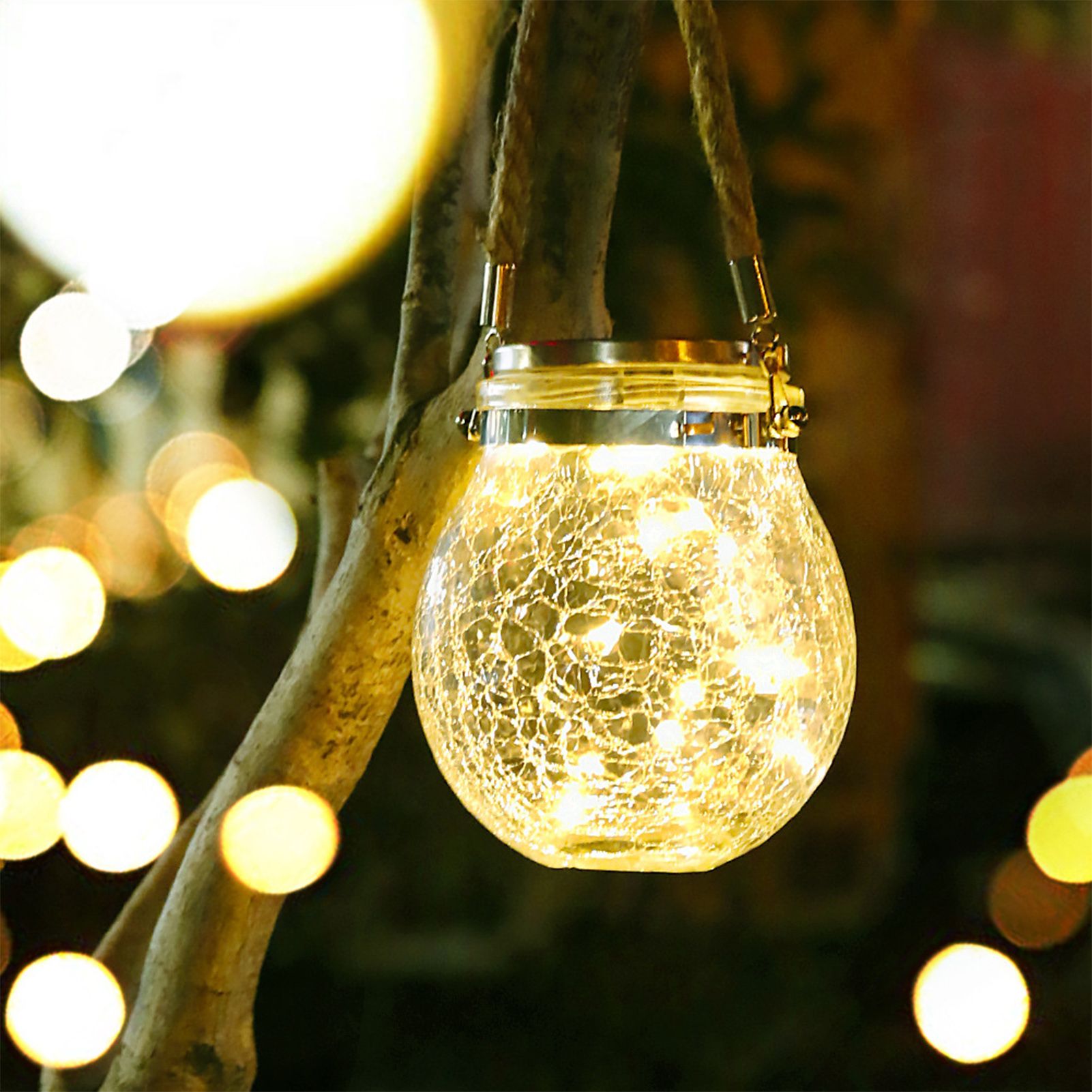 Hanging Solar Light Thickened Crackle Glass Style Waterproof Smar Sensor view 14