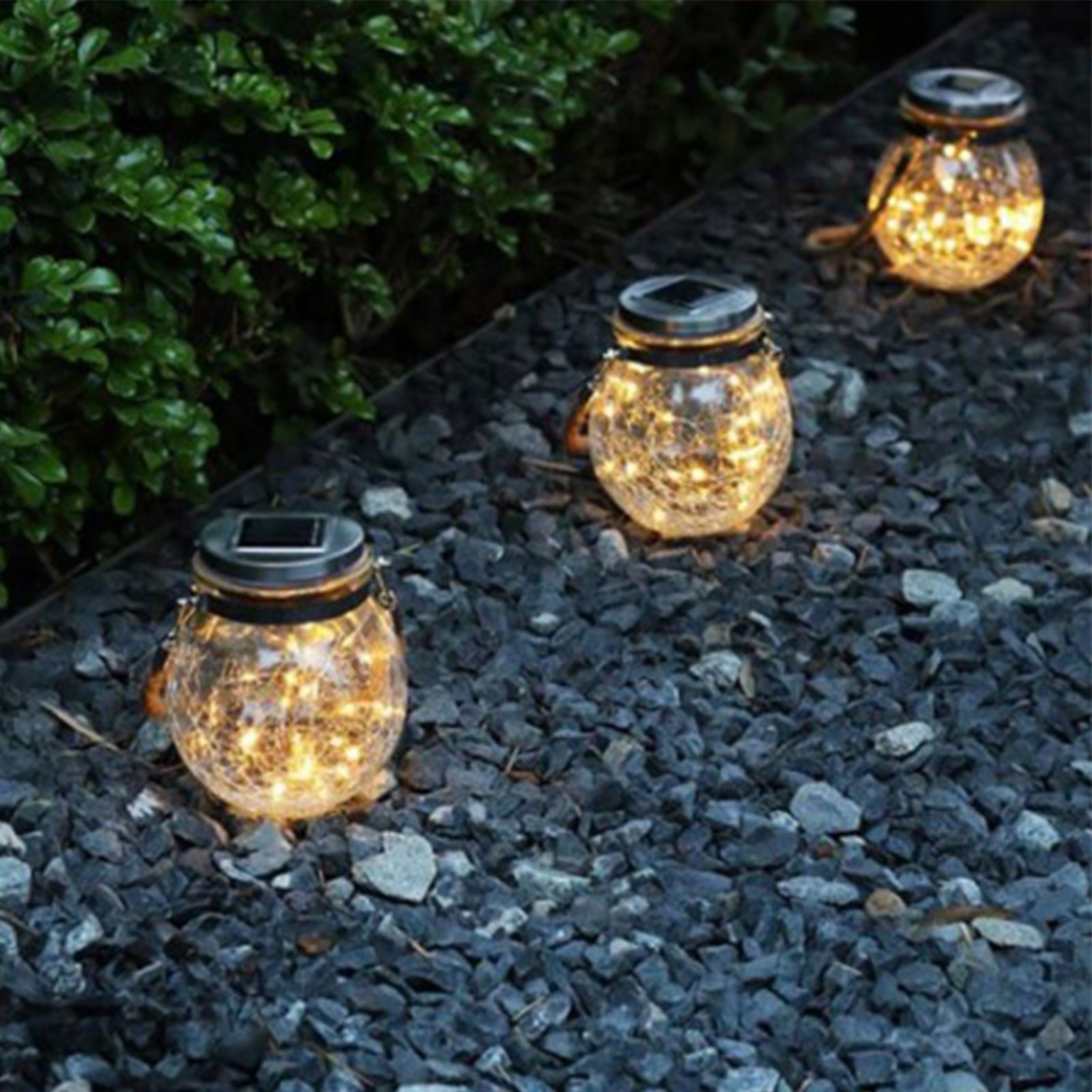 Hanging Solar Light Thickened Crackle Glass Style Waterproof Smar Sensor view 15