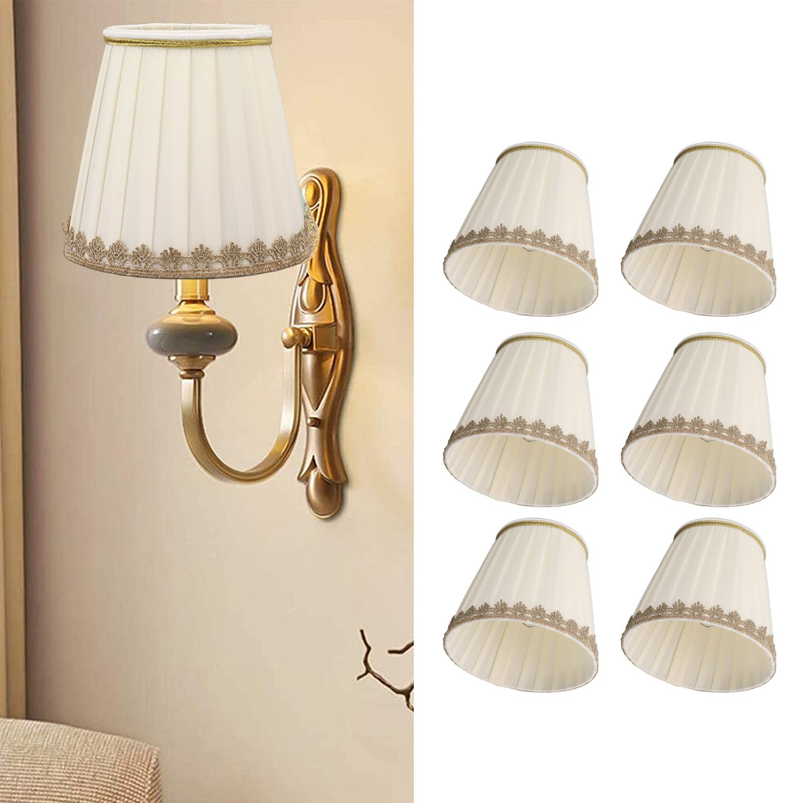 6PCS Candle Lamp Lampshade Clip On Fabrics Lampshades Set for Table Lamp Wall Lamp view 11