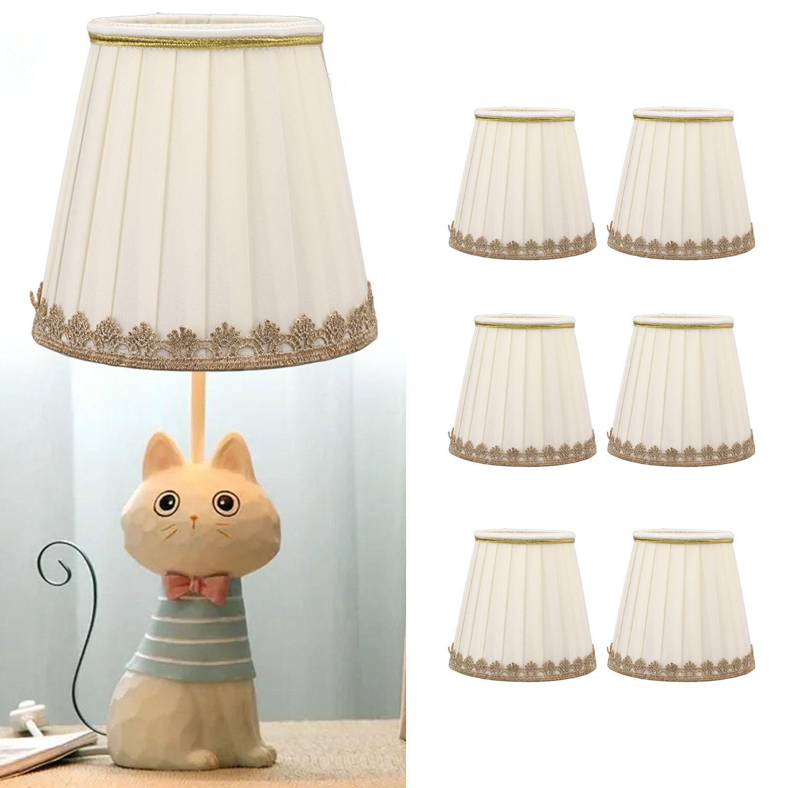 6PCS Candle Lamp Lampshade Clip On Fabrics Lampshades Set for Table Lamp Wall Lamp view 12