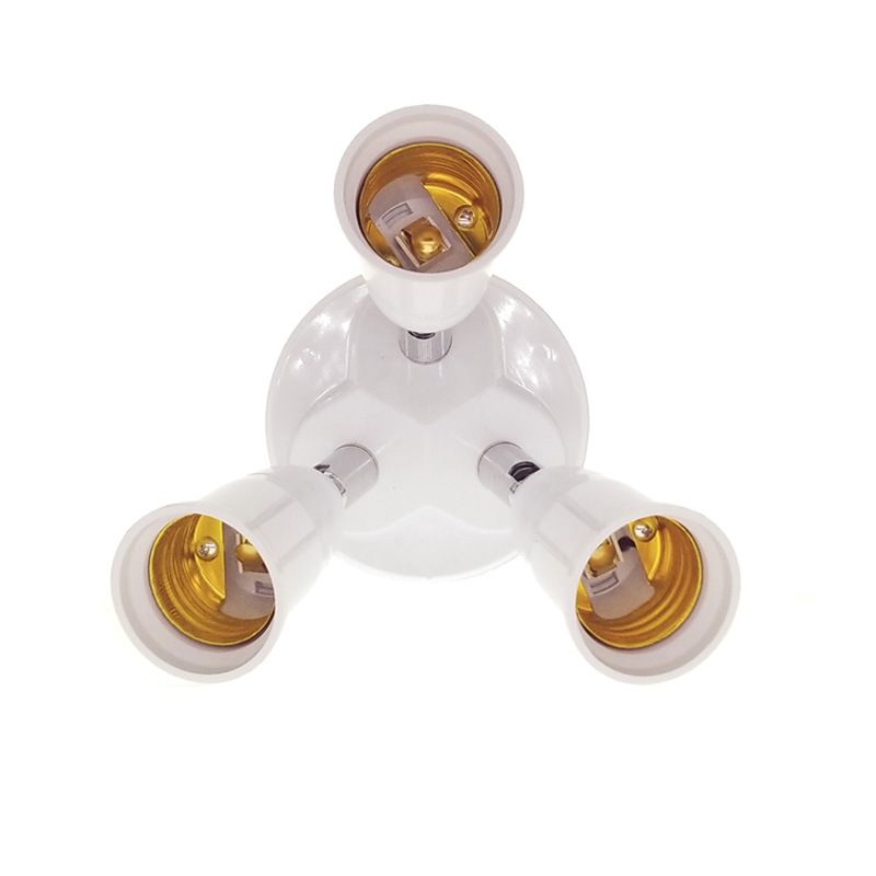 E27 Light Bulb Socket Adapter Splitter to 3 Heads Adjustable Angles for Wide view 2
