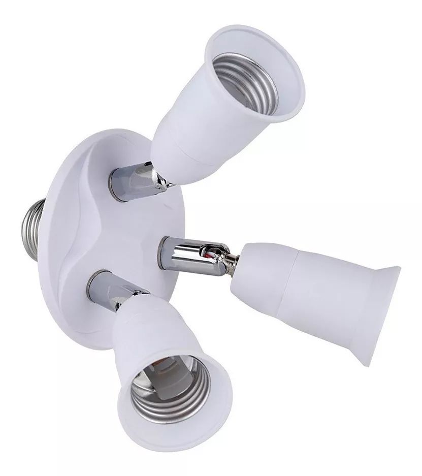 E27 Light Bulb Socket Adapter Splitter to 3 Heads Adjustable Angles for Wide view 4