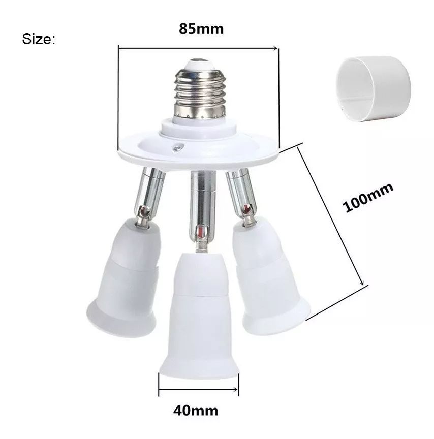 E27 Light Bulb Socket Adapter Splitter to 3 Heads Adjustable Angles for Wide view 10
