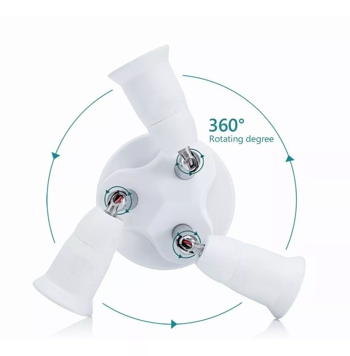 E27 Light Bulb Socket Adapter Splitter to 3 Heads Adjustable Angles for Wide view 11