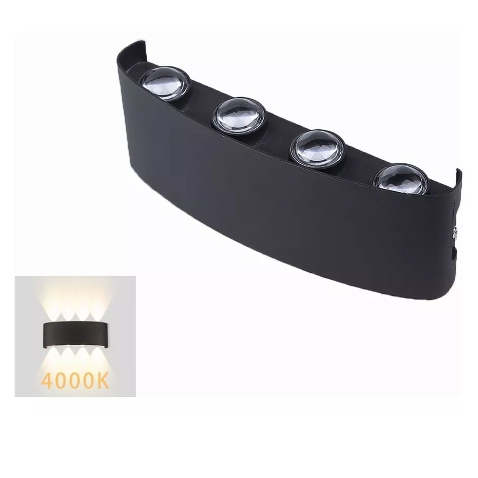 Up and Down Lights 8W 4000K Black Frame 8 Lamp Beads IP65 Waterproof LED Wall view 3