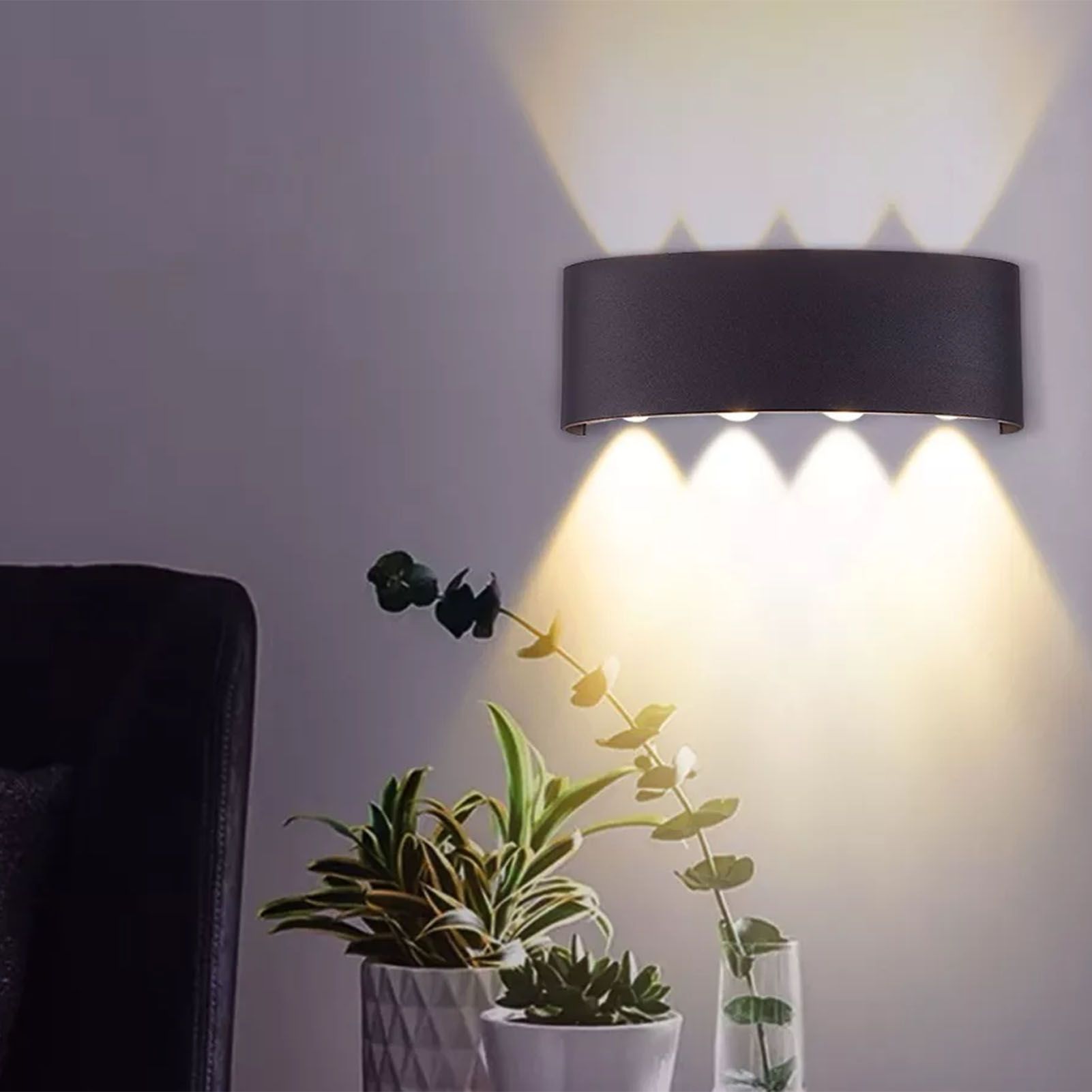 Up and Down Lights 8W 4000K Black Frame 8 Lamp Beads IP65 Waterproof LED Wall view 6