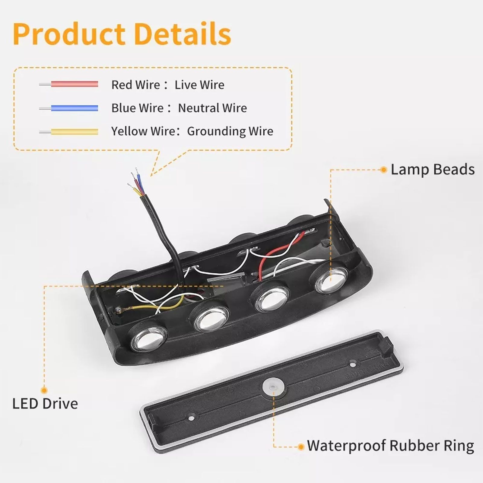 Up and Down Lights 8W 4000K Black Frame 8 Lamp Beads IP65 Waterproof LED Wall view 8