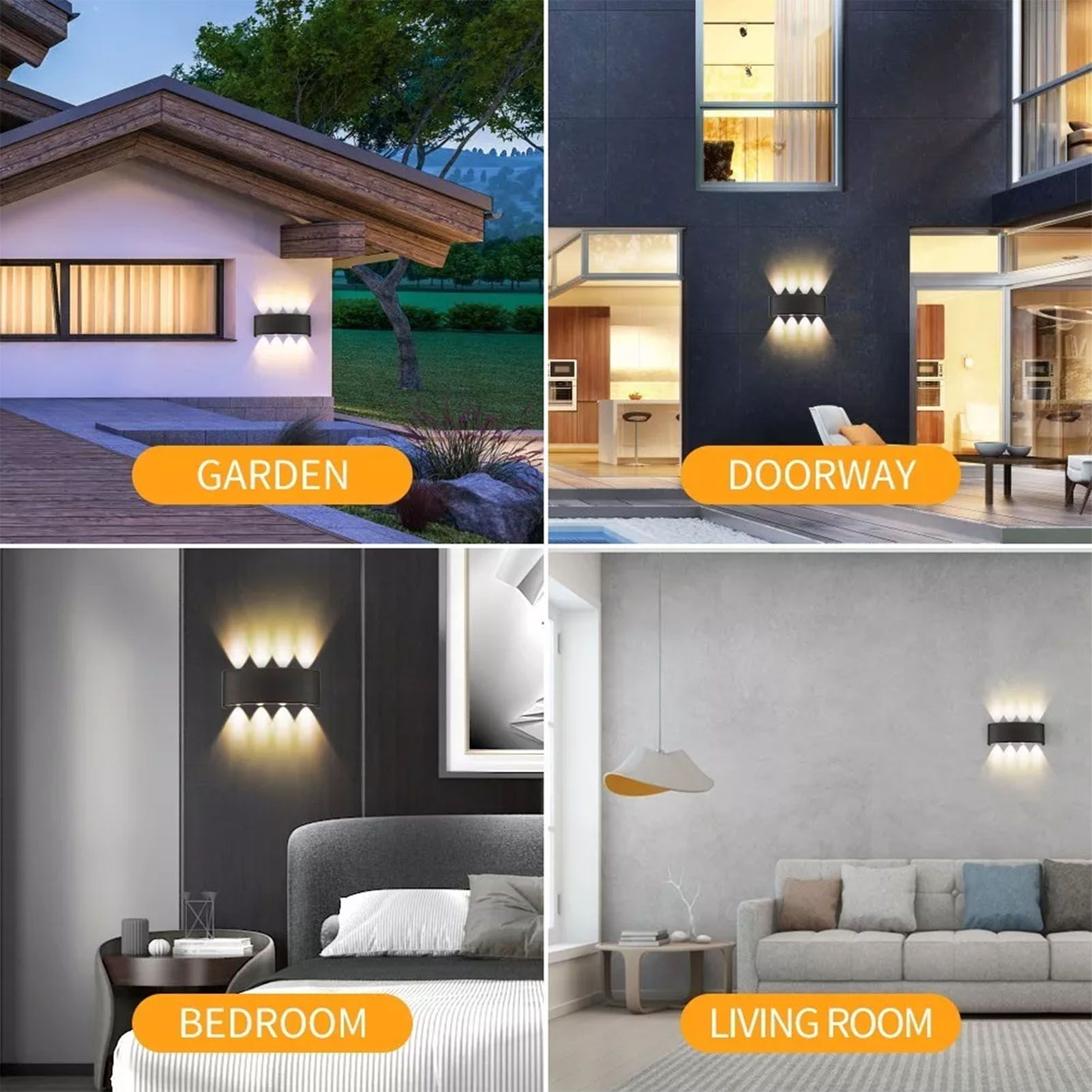 Up and Down Lights 8W 4000K Black Frame 8 Lamp Beads IP65 Waterproof LED Wall view 10