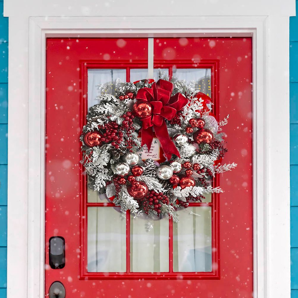 40cm Christmas Wreath Xmas Door Oranments Merry Christmas Decor For Home 2021 view 5