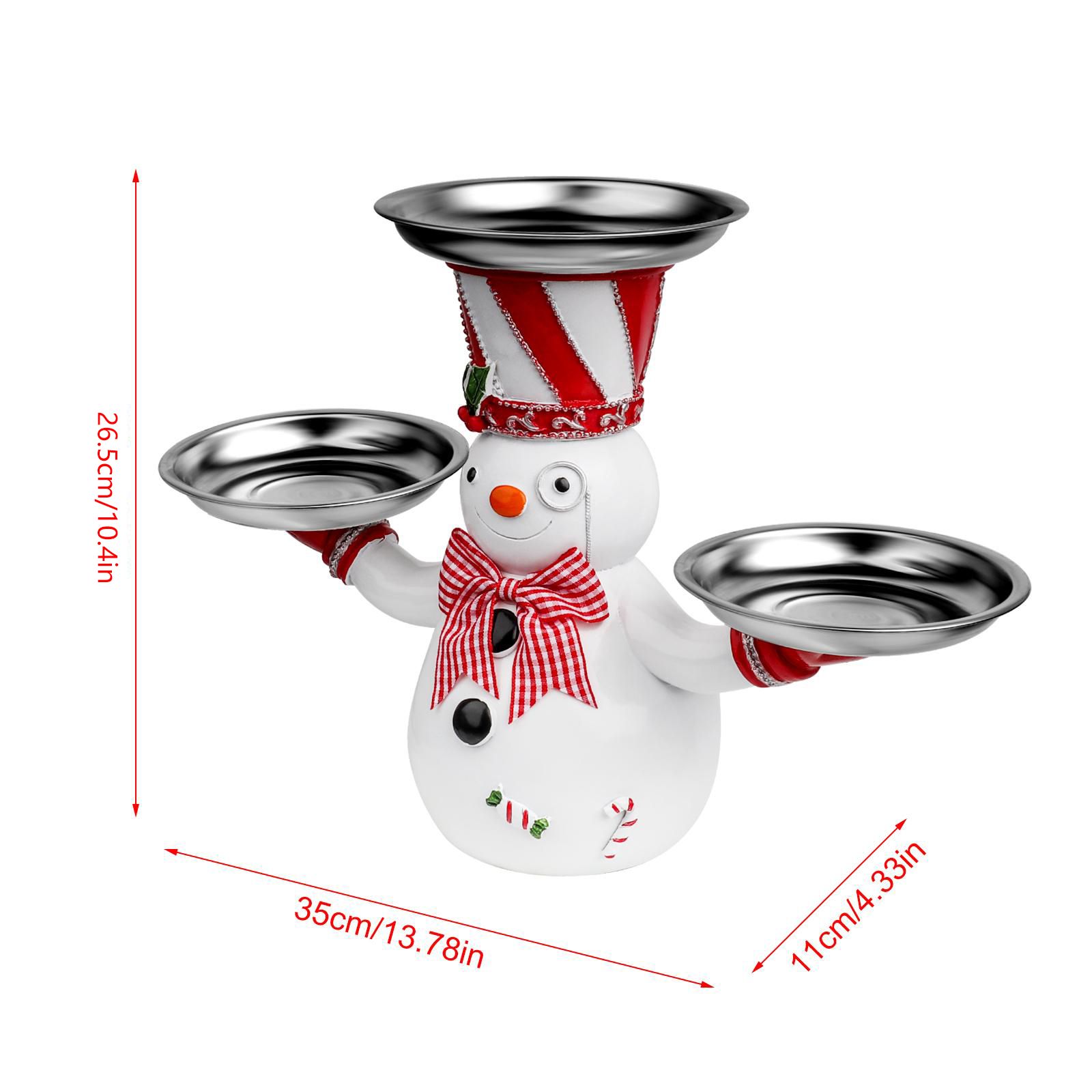 Christmas Snowman Treats Holder Santa Holding Tray Fruit Bowl Rack Resin Home view 2