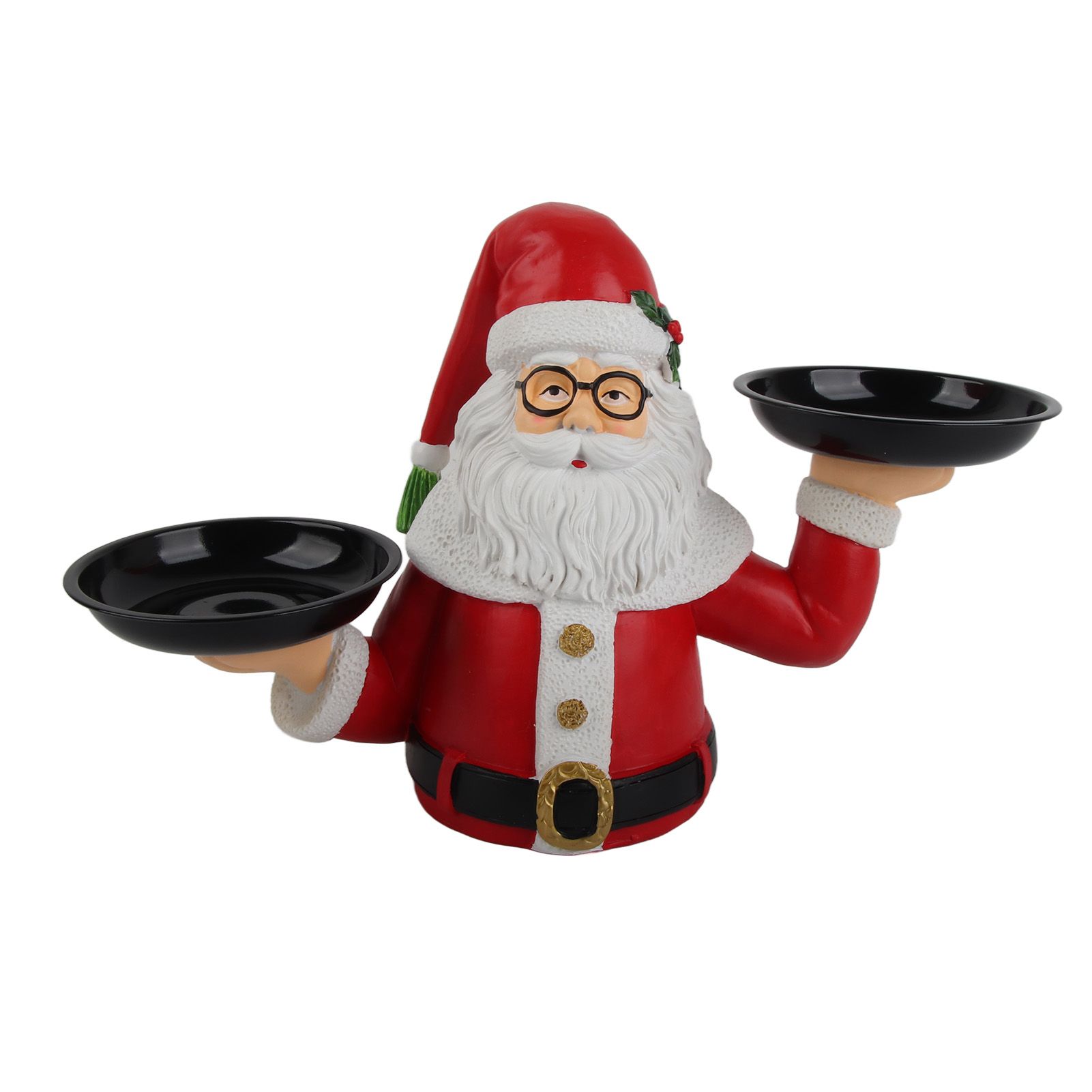 Christmas Snowman Treats Holder Santa Holding Tray Fruit Bowl Rack Resin Home view 2