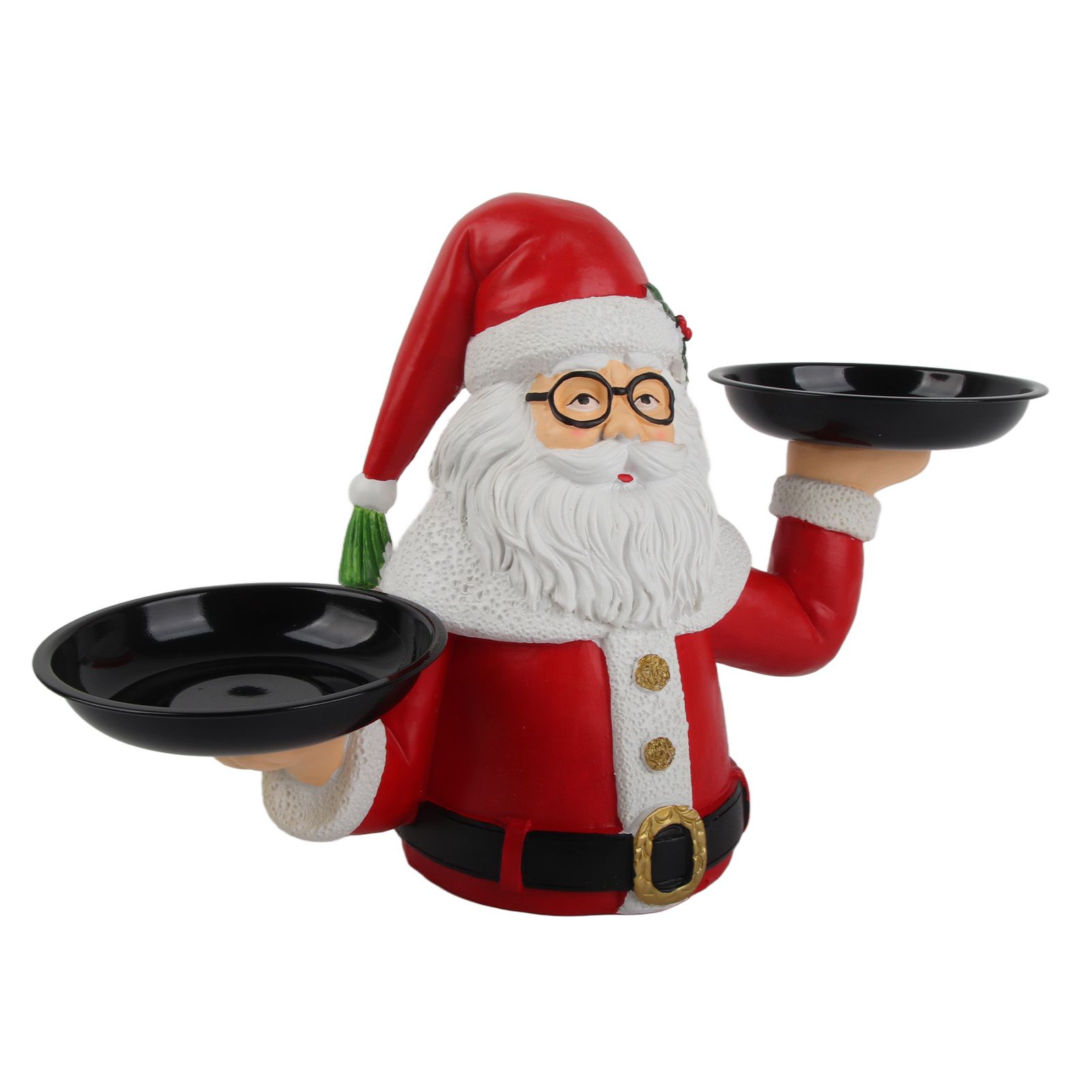Christmas Snowman Treats Holder Santa Holding Tray Fruit Bowl Rack Resin Home view 3