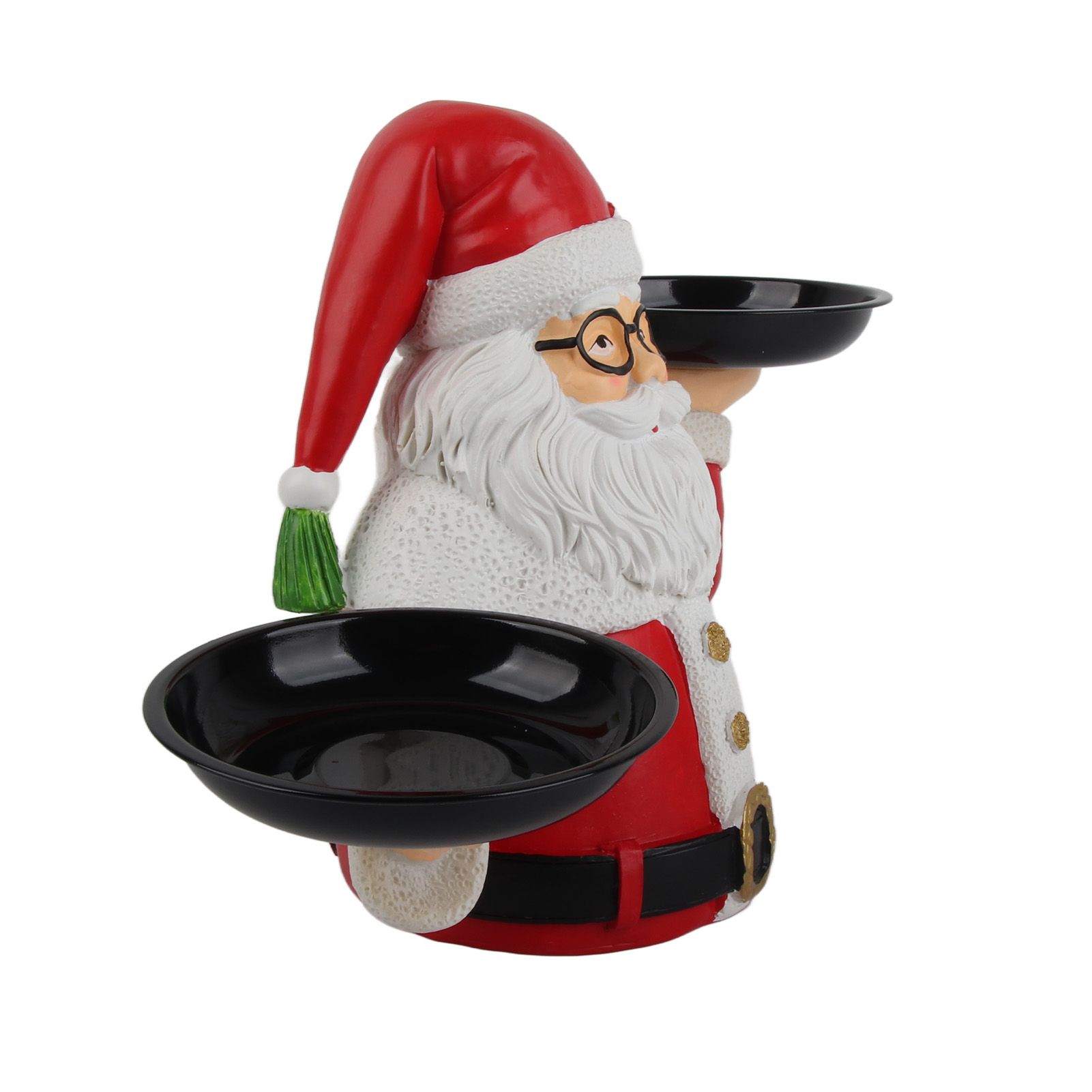 Christmas Snowman Treats Holder Santa Holding Tray Fruit Bowl Rack Resin Home view 4