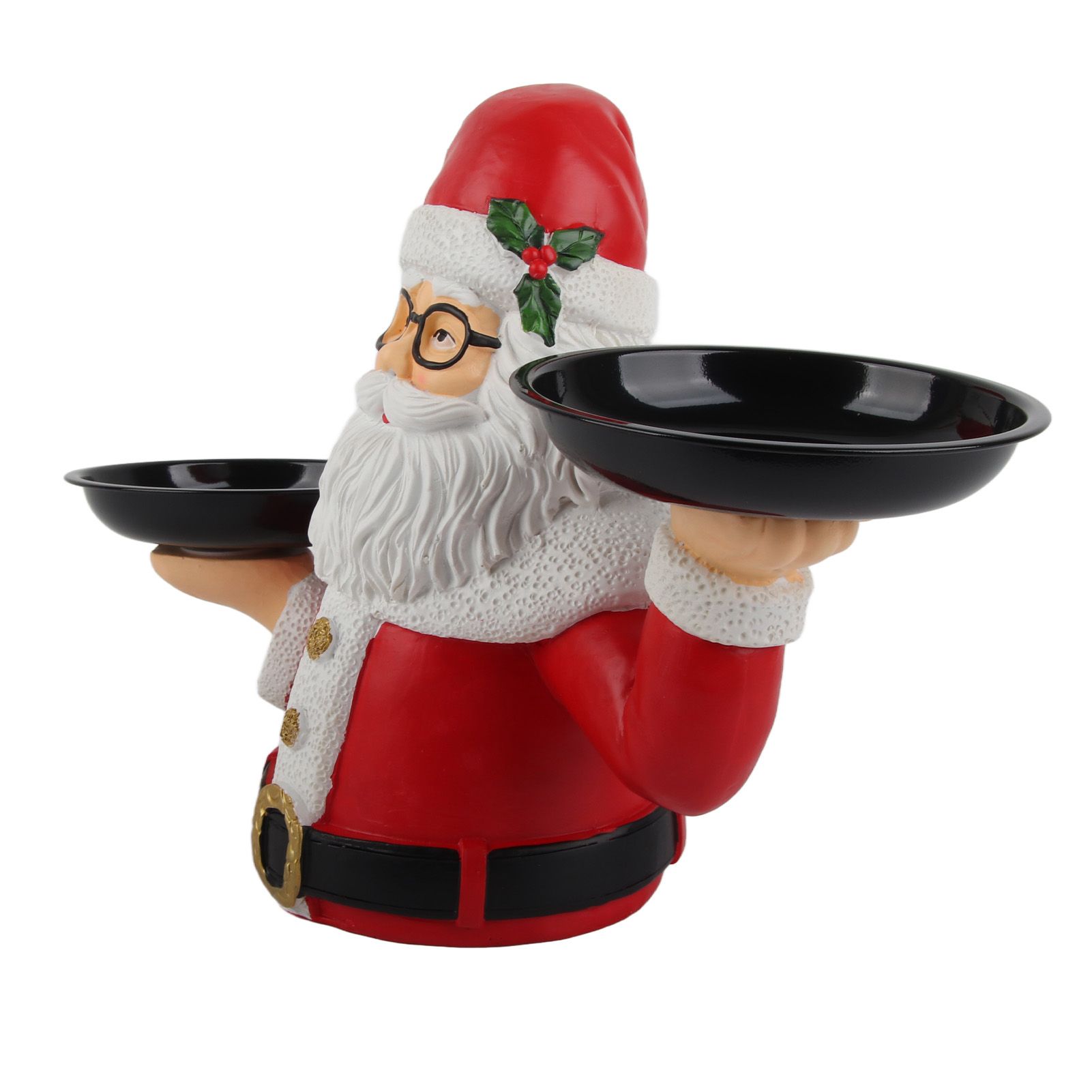 Christmas Snowman Treats Holder Santa Holding Tray Fruit Bowl Rack Resin Home view 9