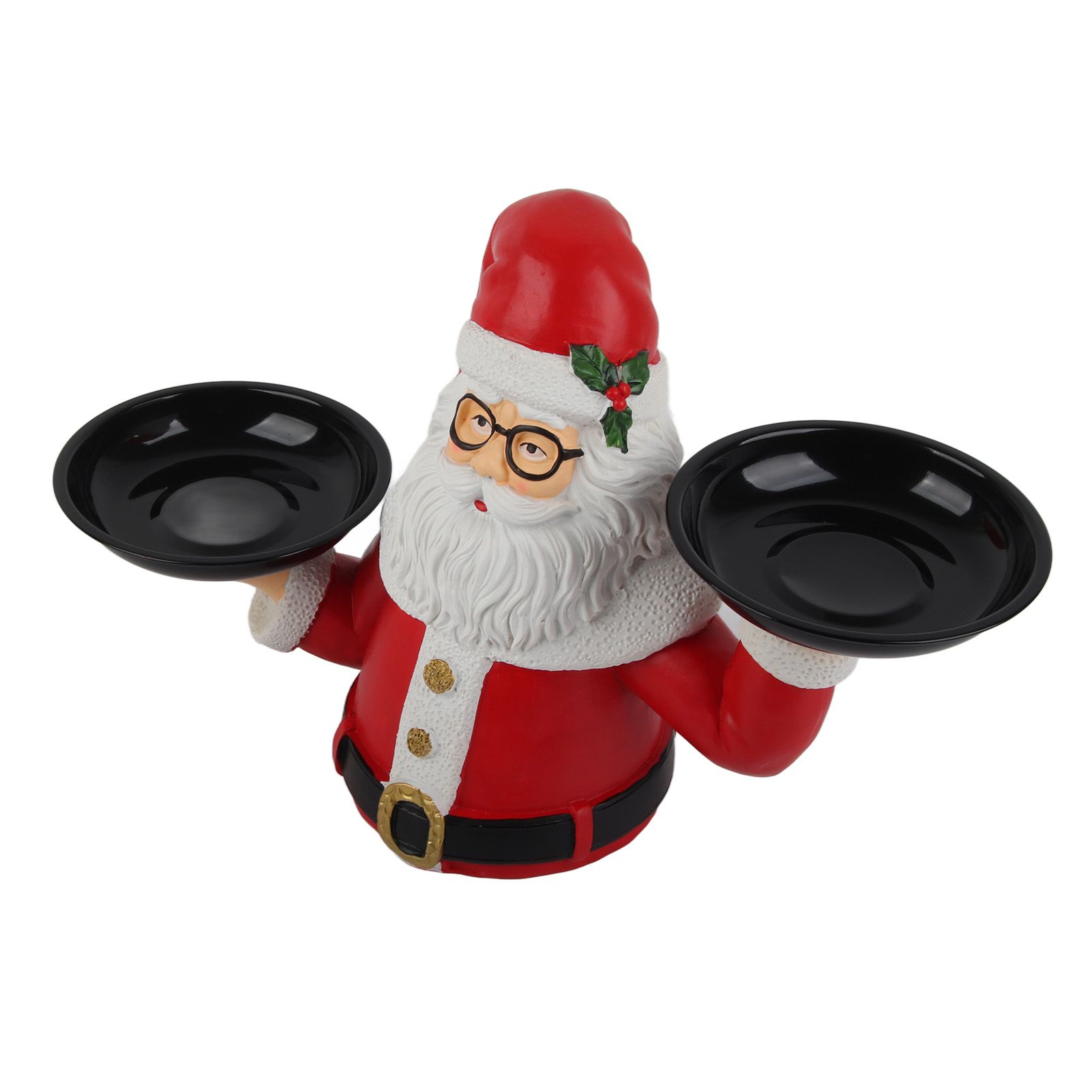 Christmas Snowman Treats Holder Santa Holding Tray Fruit Bowl Rack Resin Home view 10