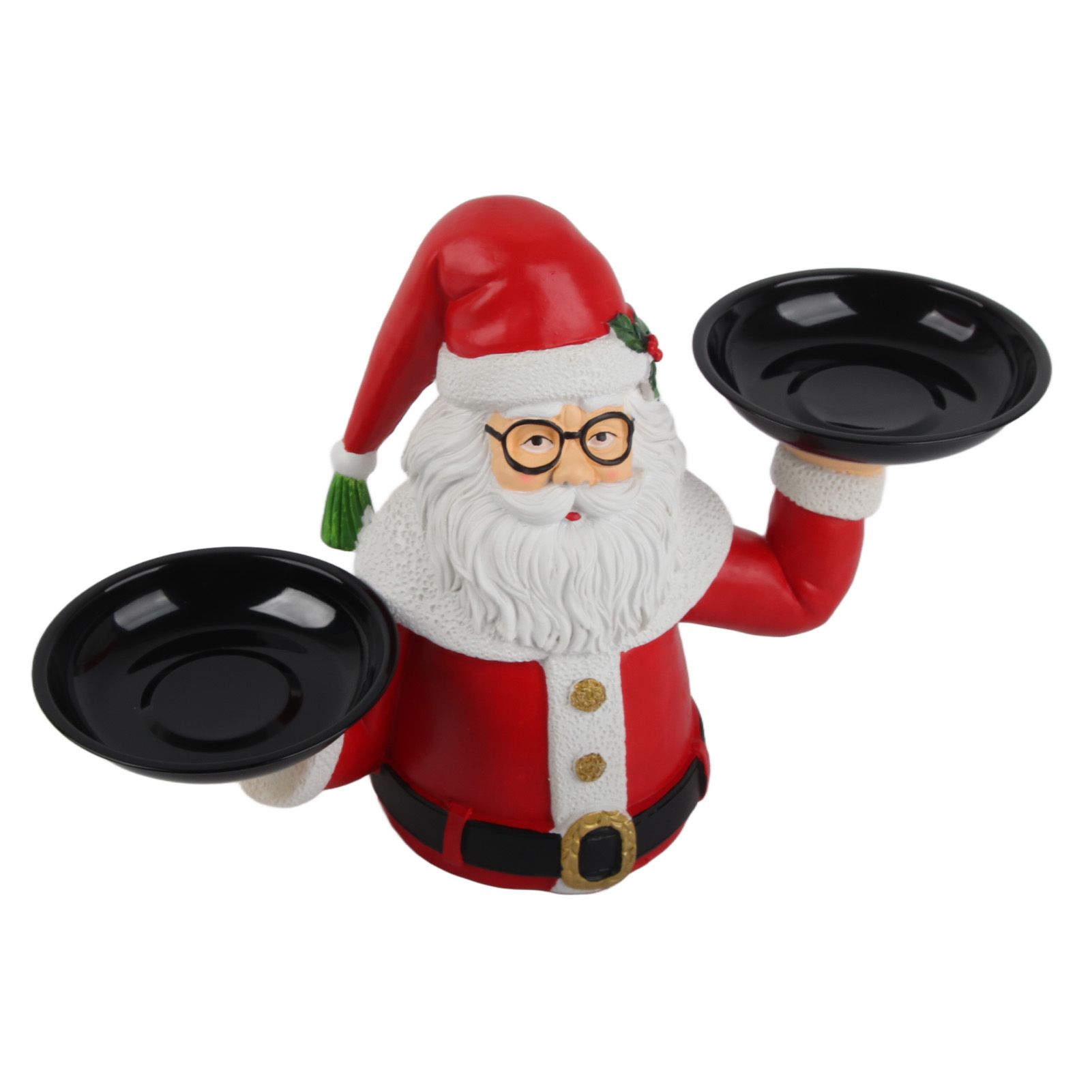Christmas Snowman Treats Holder Santa Holding Tray Fruit Bowl Rack Resin Home view 12