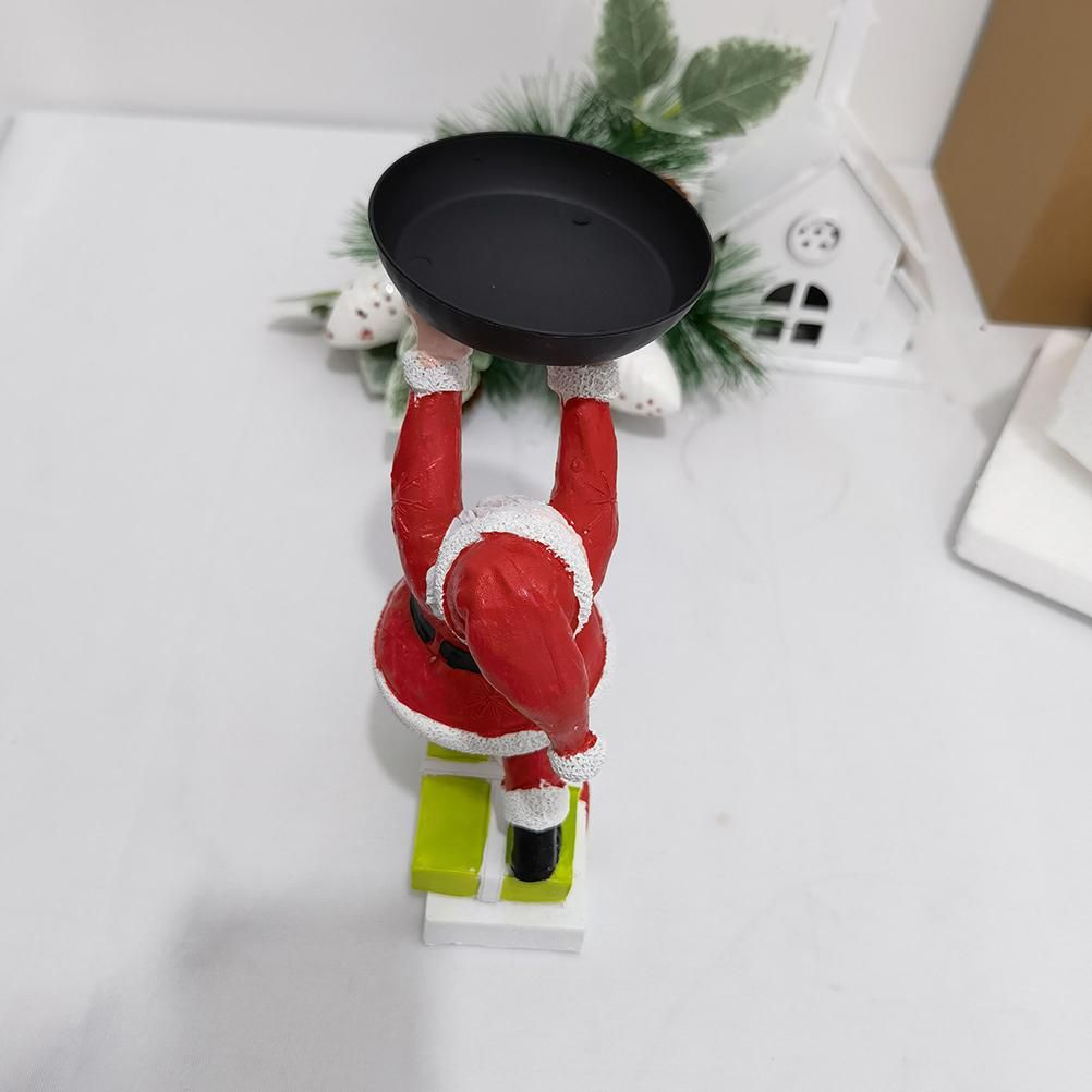 Christmas Snowman Treats Holder Santa Holding Tray Fruit Bowl Rack Resin Home view 4