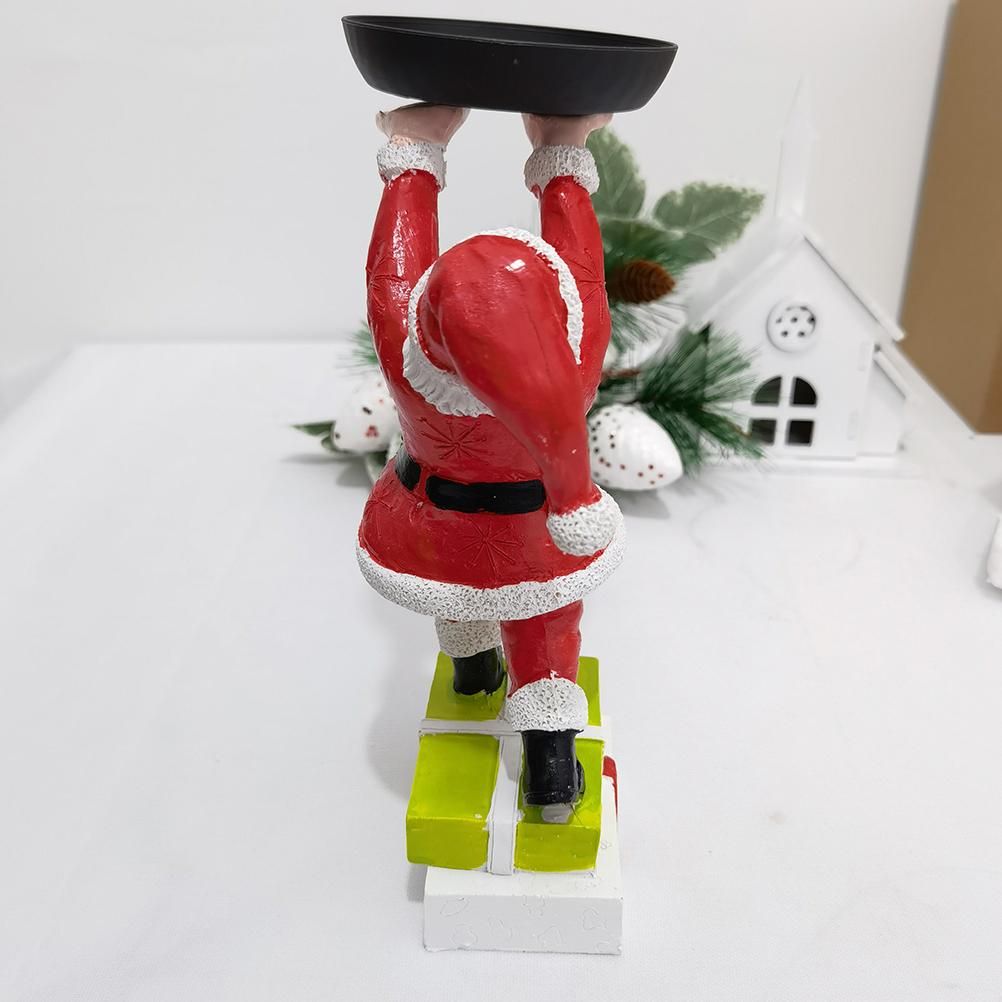 Christmas Snowman Treats Holder Santa Holding Tray Fruit Bowl Rack Resin Home view 5