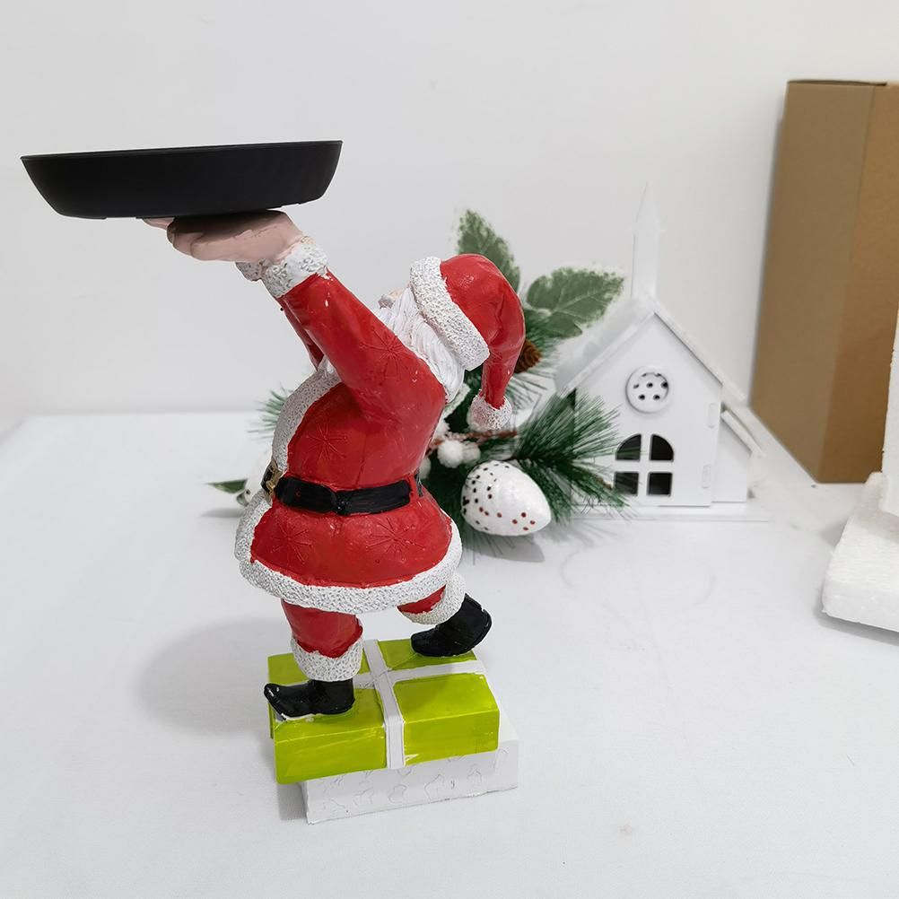 Christmas Snowman Treats Holder Santa Holding Tray Fruit Bowl Rack Resin Home view 6