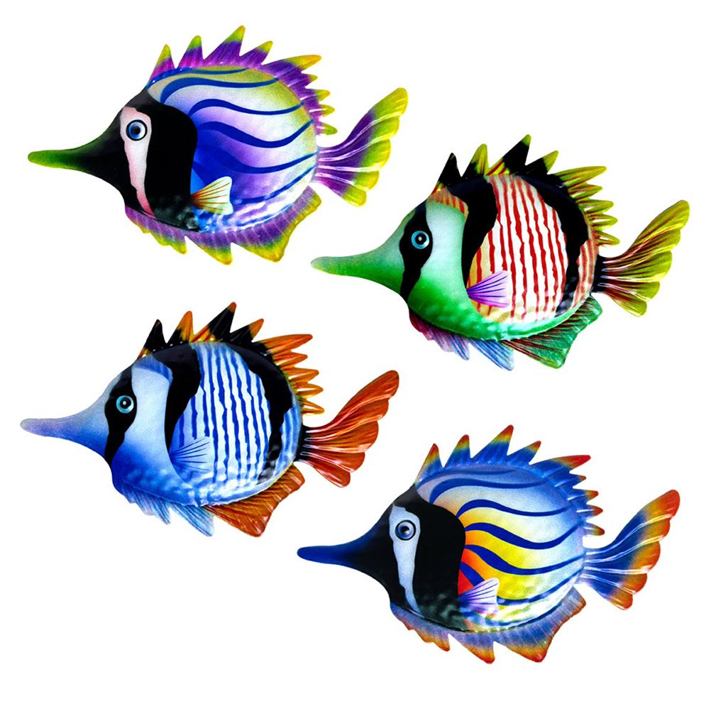 Metal Fish Crafts Decoration Colorful Iron Sculpture Statues Garden Hanging view 3