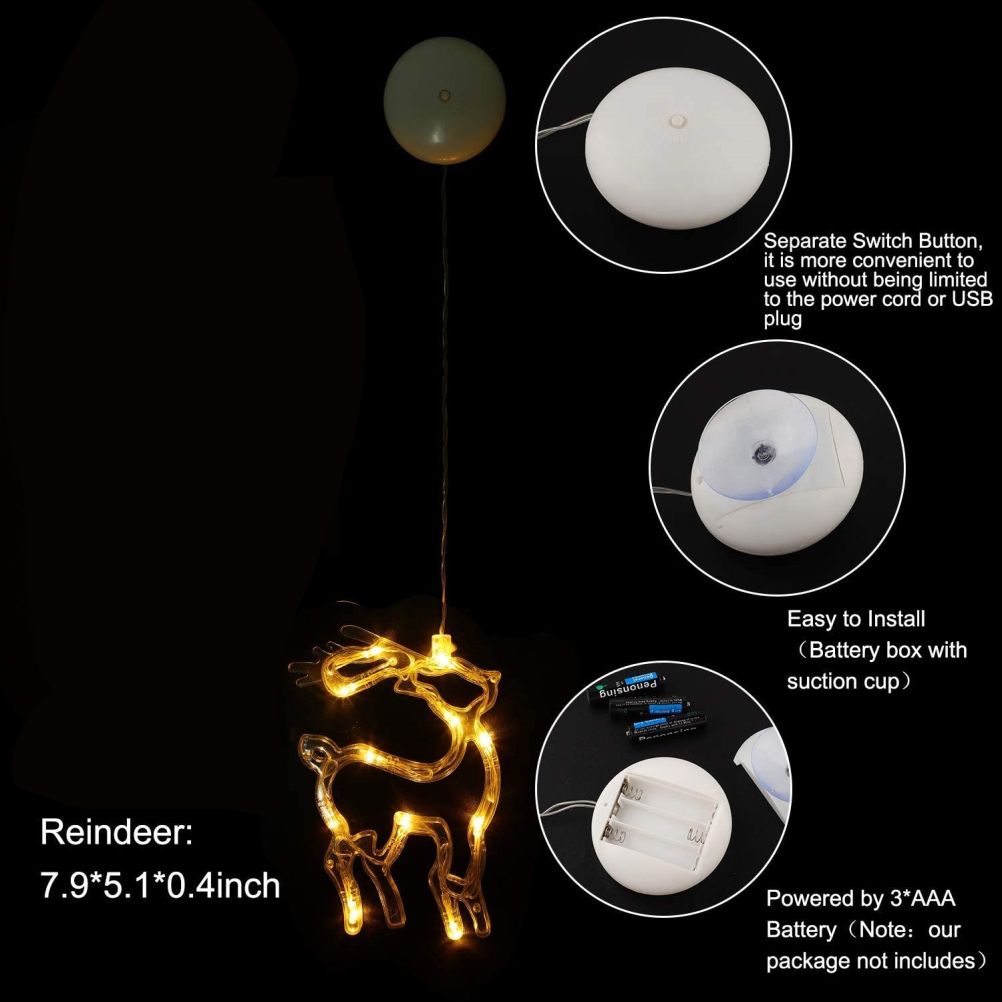 LED Christmas Lights Window Suction Cup Chandelier Lamp Decorative Curtain view 2