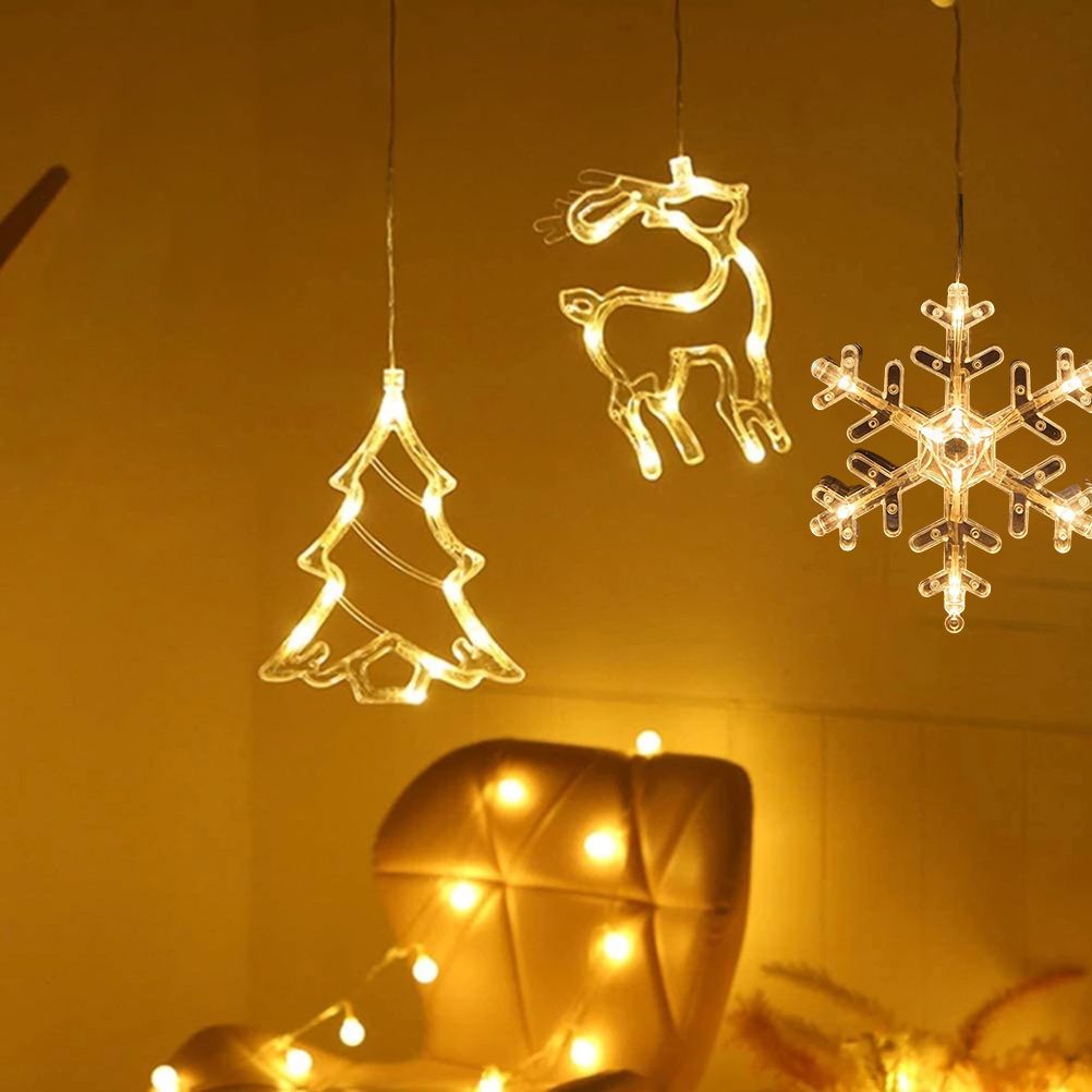 LED Christmas Lights Window Suction Cup Chandelier Lamp Decorative Curtain view 4