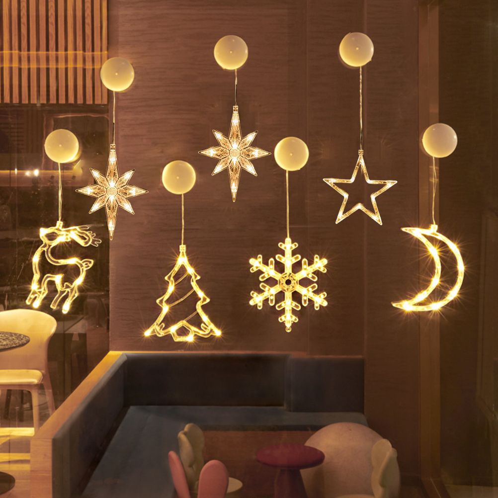 LED Christmas Lights Window Suction Cup Chandelier Lamp Decorative Curtain view 11