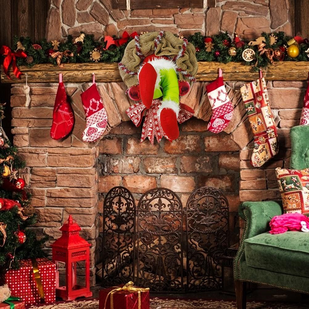 Christmas Thief Stole Wreath Christmas Decorations Christmas Burlap Garland view 7