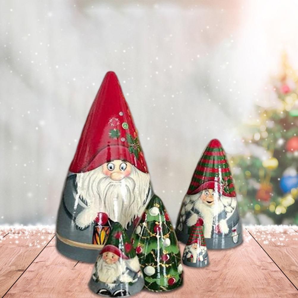 5 Pieces of Christmas Matryoshka Christmas Dwarf Collection Dolls Stacking view 3