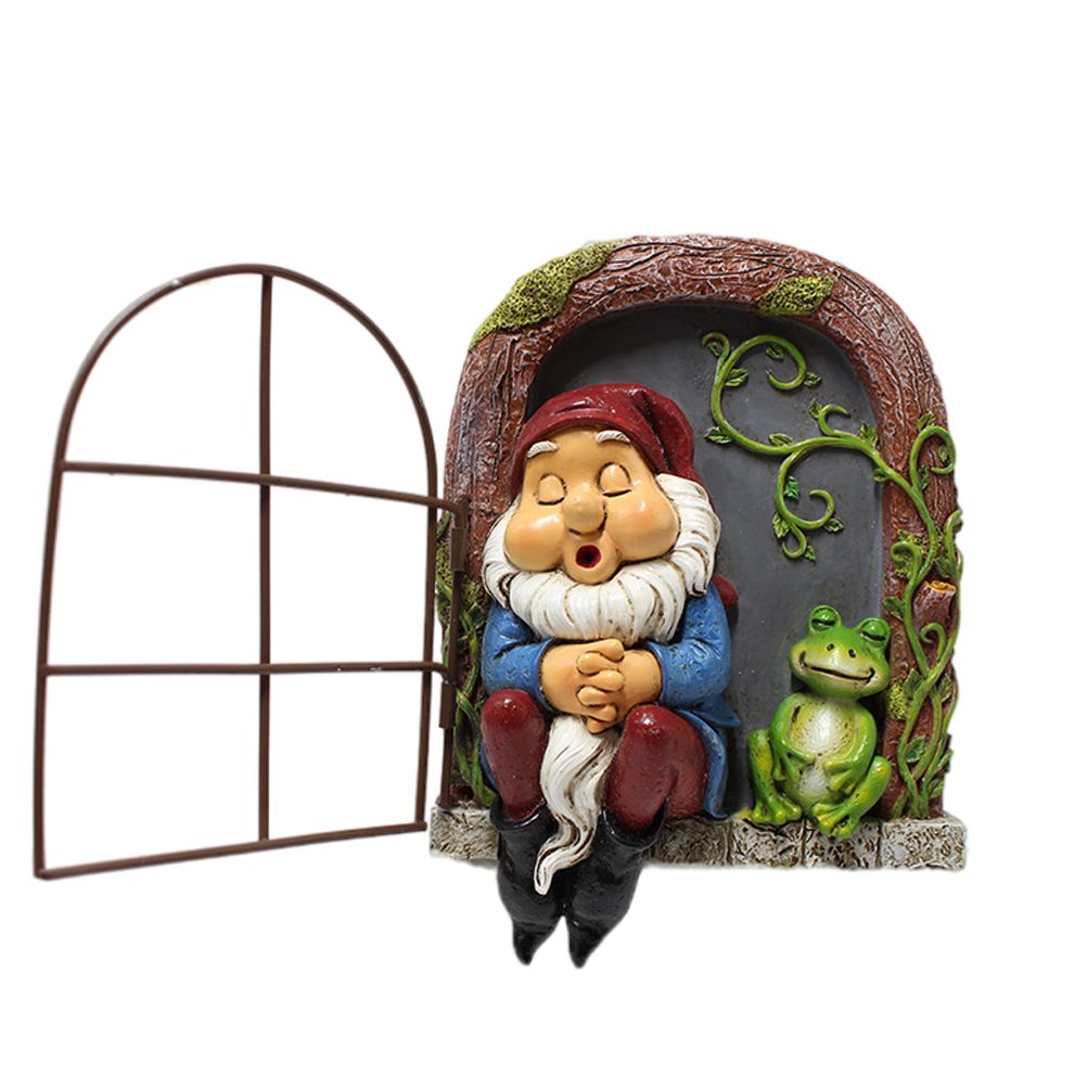 Mini Garden Resin Crafts Decoration Gnome Window Sleeping Garden Sculpture — image 1