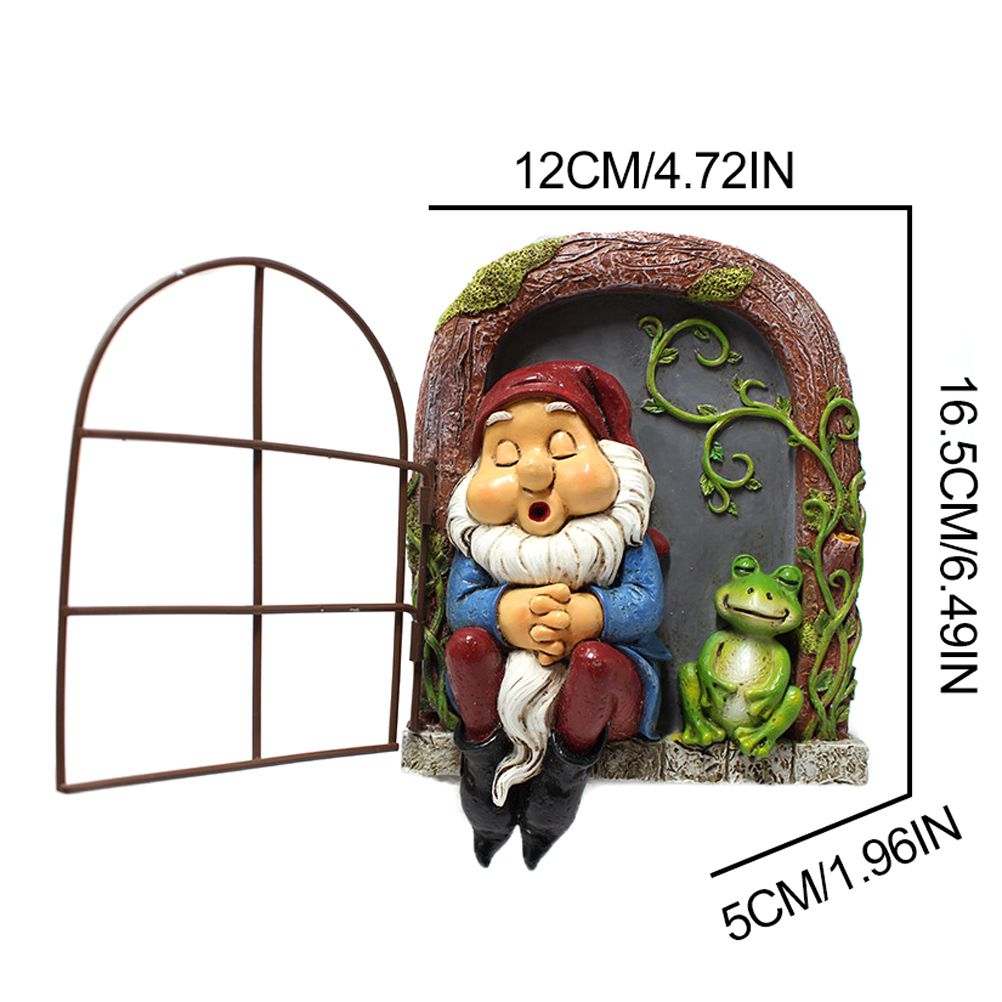 Mini Garden Resin Crafts Decoration Gnome Window Sleeping Garden Sculpture view 2