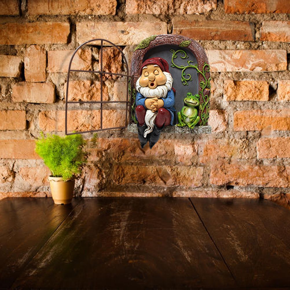 Mini Garden Resin Crafts Decoration Gnome Window Sleeping Garden Sculpture view 3