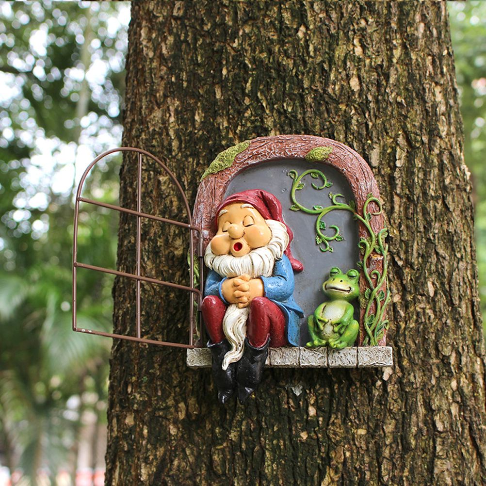 Mini Garden Resin Crafts Decoration Gnome Window Sleeping Garden Sculpture view 7