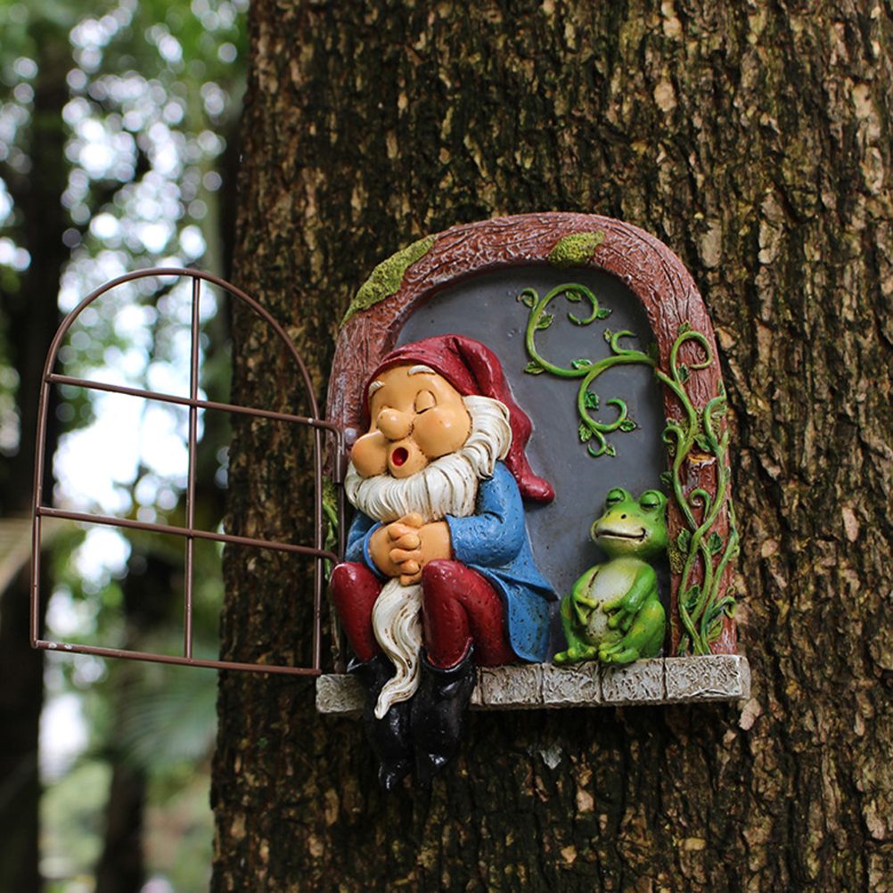 Mini Garden Resin Crafts Decoration Gnome Window Sleeping Garden Sculpture view 8