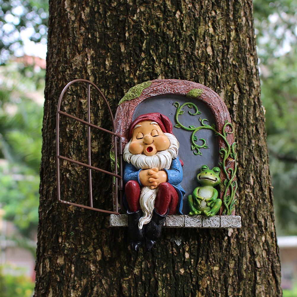 Mini Garden Resin Crafts Decoration Gnome Window Sleeping Garden Sculpture view 9