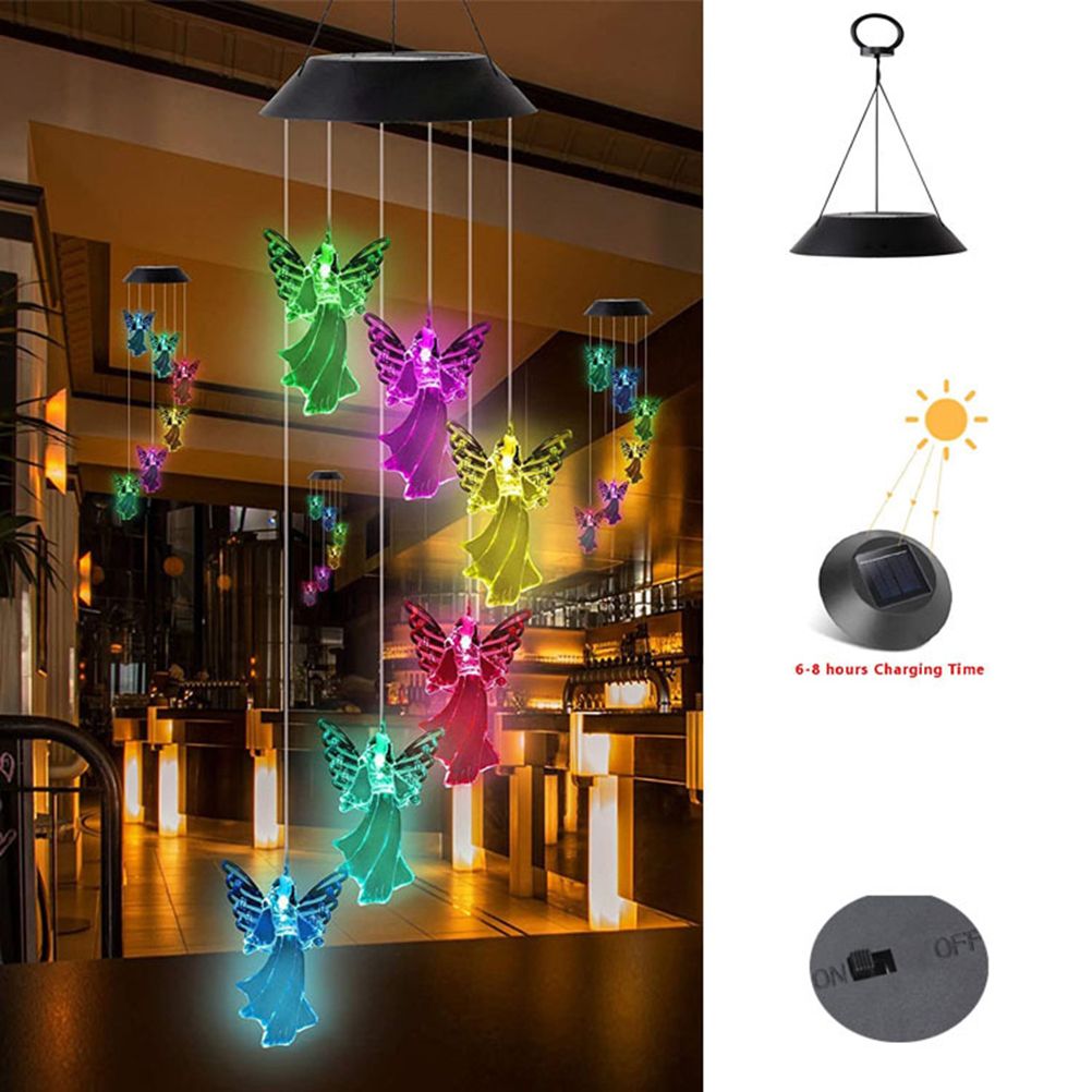 Outdoor Angel Solar Wind Chimes Light 7 Color Changing Solar Mobile Waterproof view 4