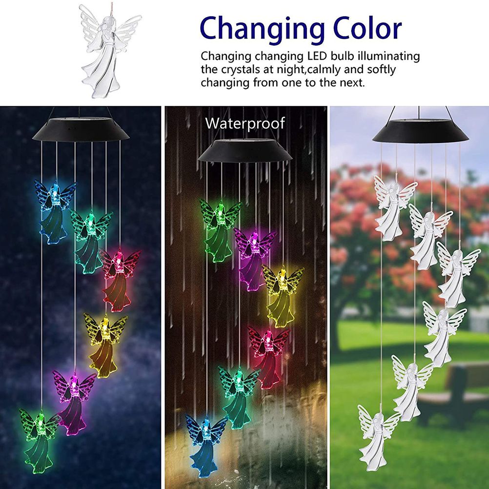 Outdoor Angel Solar Wind Chimes Light 7 Color Changing Solar Mobile Waterproof view 5