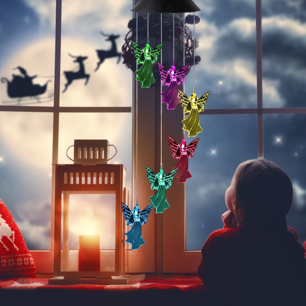 Outdoor Angel Solar Wind Chimes Light 7 Color Changing Solar Mobile Waterproof view 6