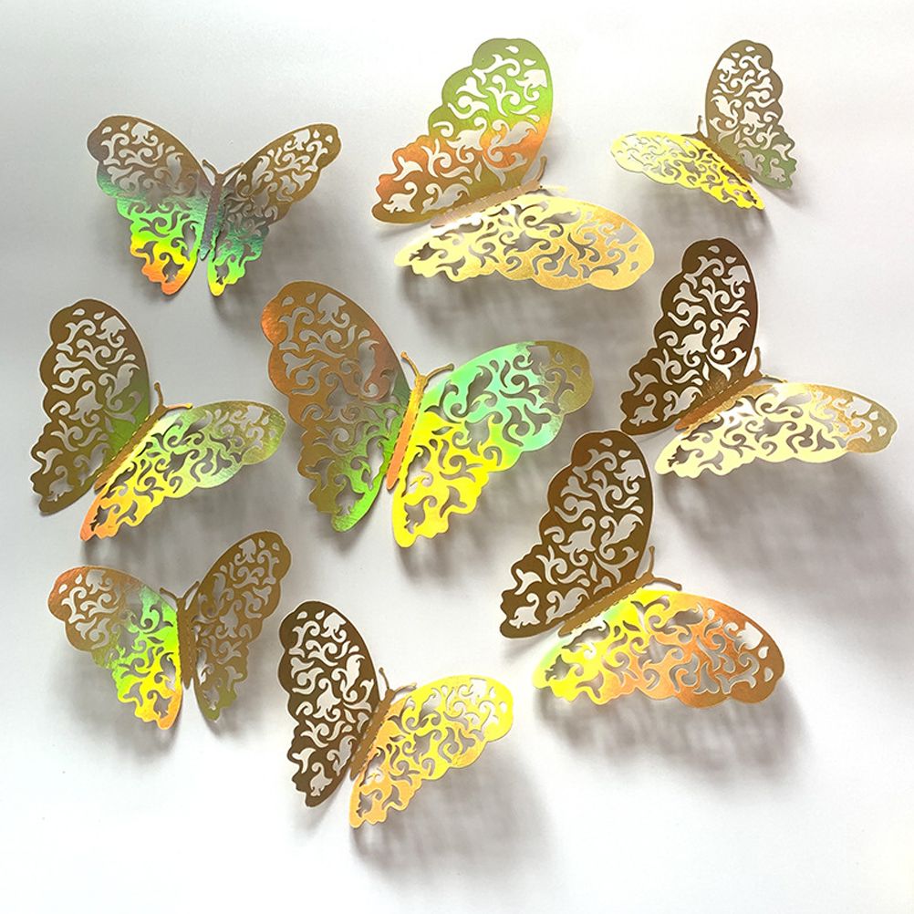 12pcs/set 3D Butterfly Wall Stickers Hollow Butterfly Decoration DIY Art Decor — image 1