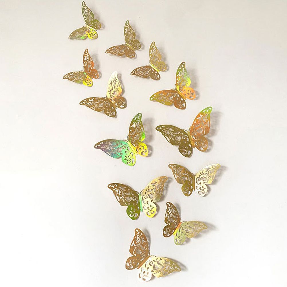 12pcs/set 3D Butterfly Wall Stickers Hollow Butterfly Decoration DIY Art Decor view 3