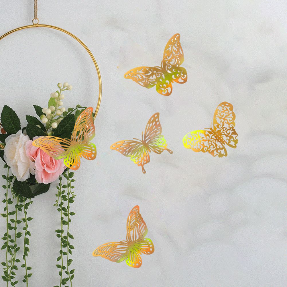12pcs/set 3D Butterfly Wall Stickers Hollow Butterfly Decoration DIY Art Decor view 4
