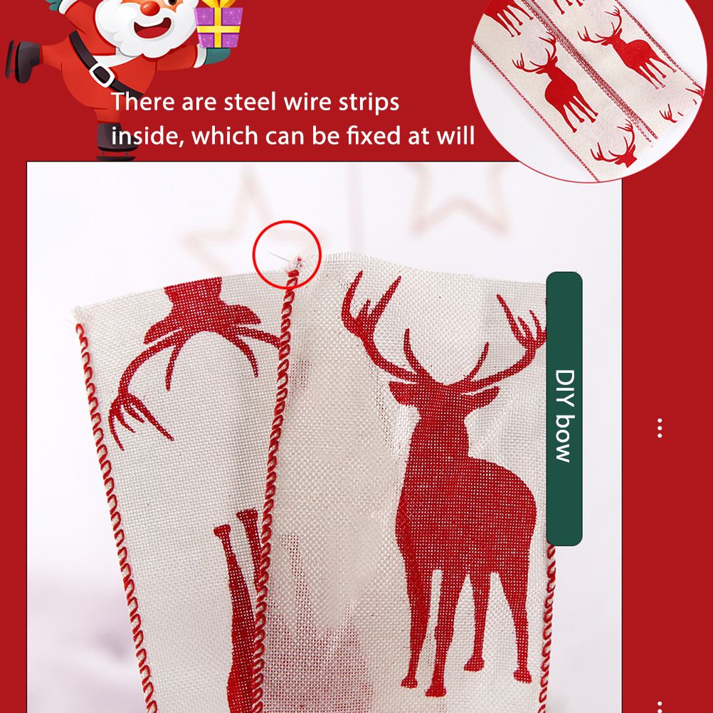 6M Christmas Ribbon Decoration Christmas Tree Twined Elk Ribbon New Year DIY view 14