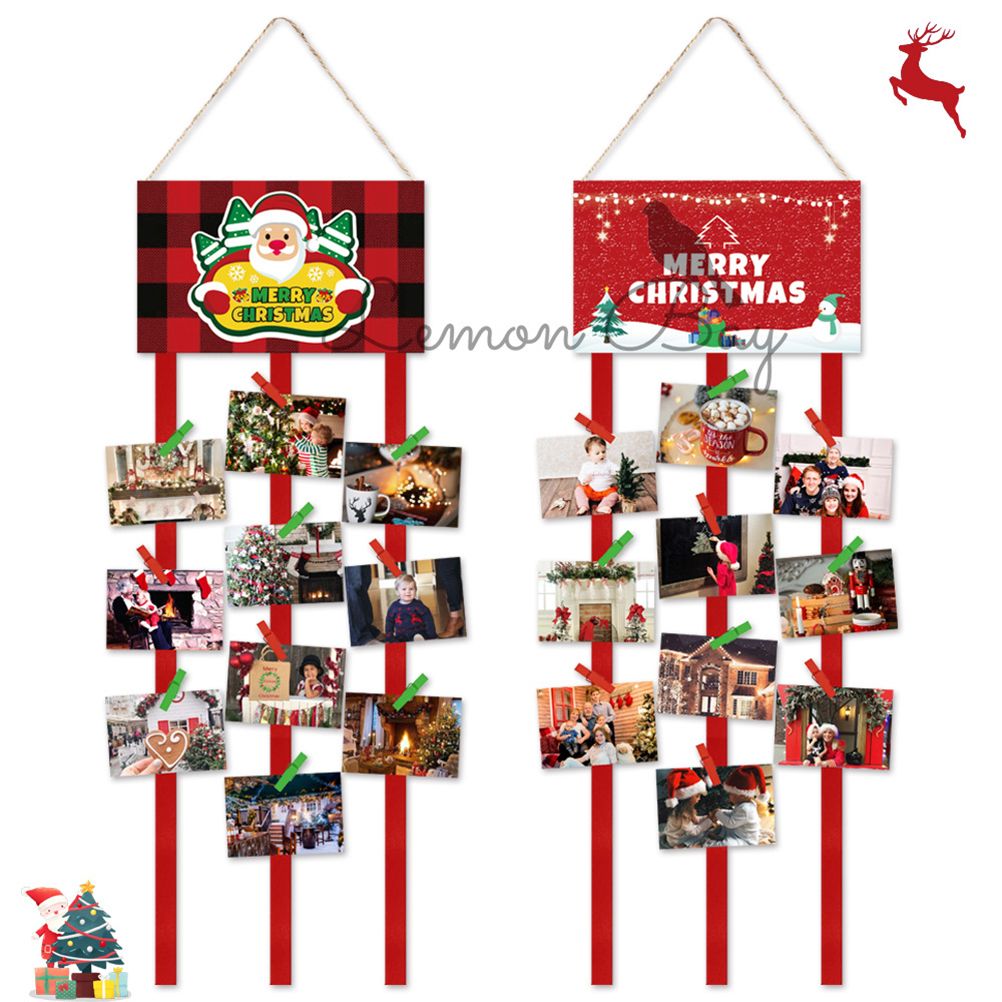 Christmas Card Holder Felt Wall Hanging Picture Holders with 40 Photo Clips — image 1