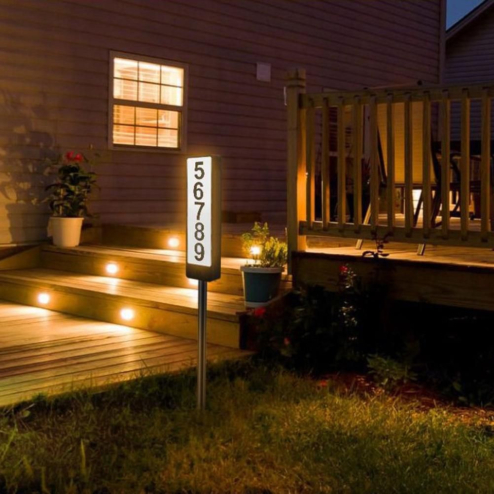 Solar Powered Lighted House Address Numbers Light LED Illuminated with Dual view 12