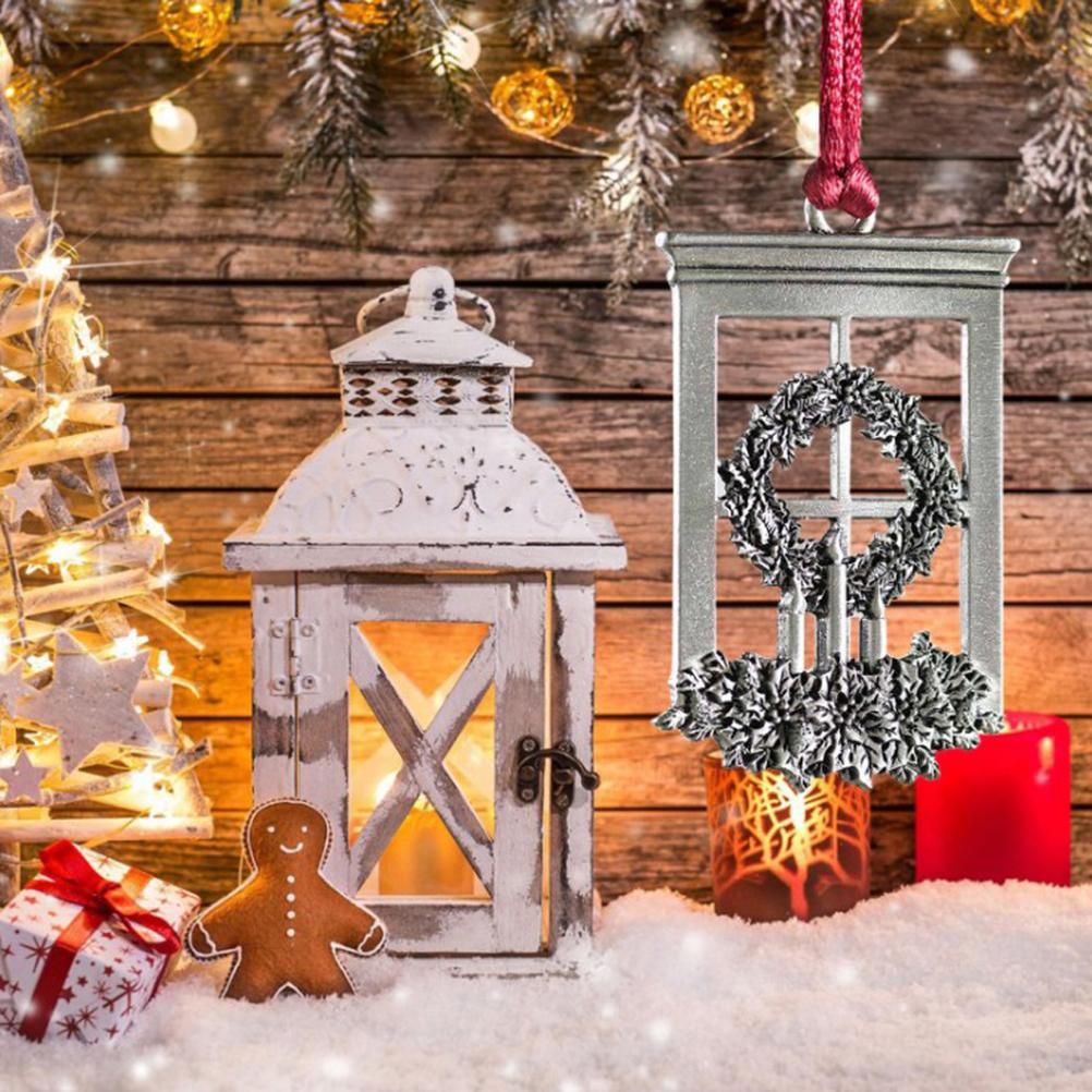 Pewter Christmas Tree Metal Pendant DIY Craft Hanging Decoration for Xmas Tree view 5