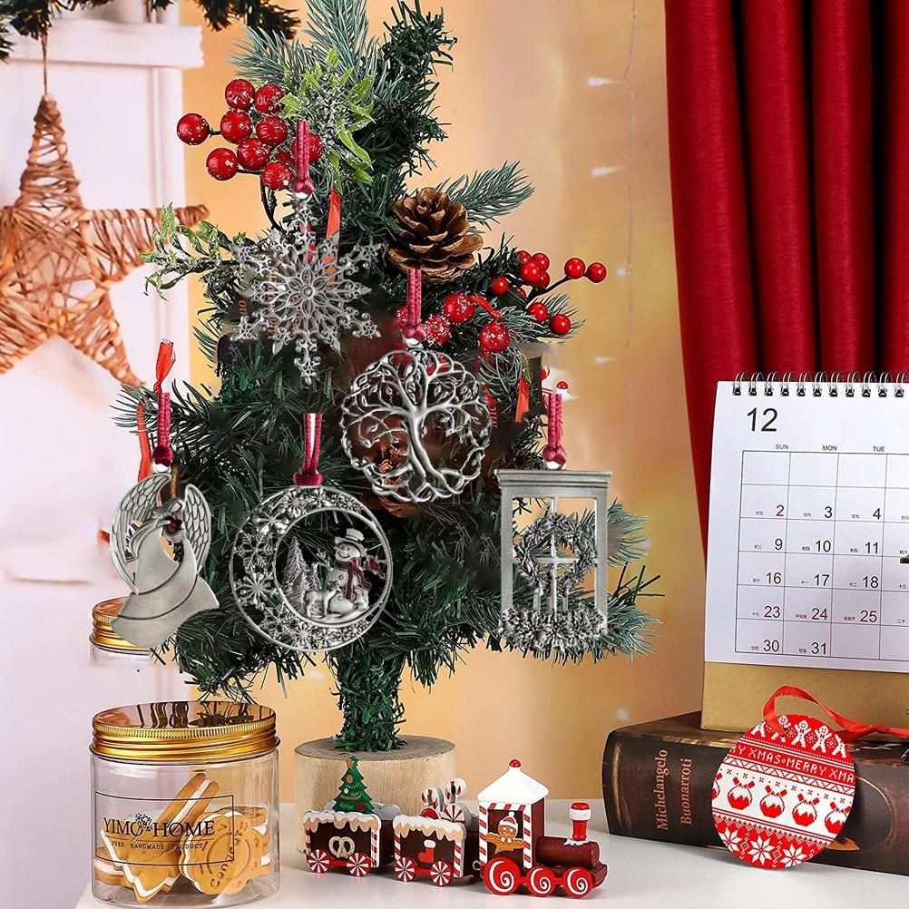 Pewter Christmas Tree Metal Pendant DIY Craft Hanging Decoration for Xmas Tree view 9
