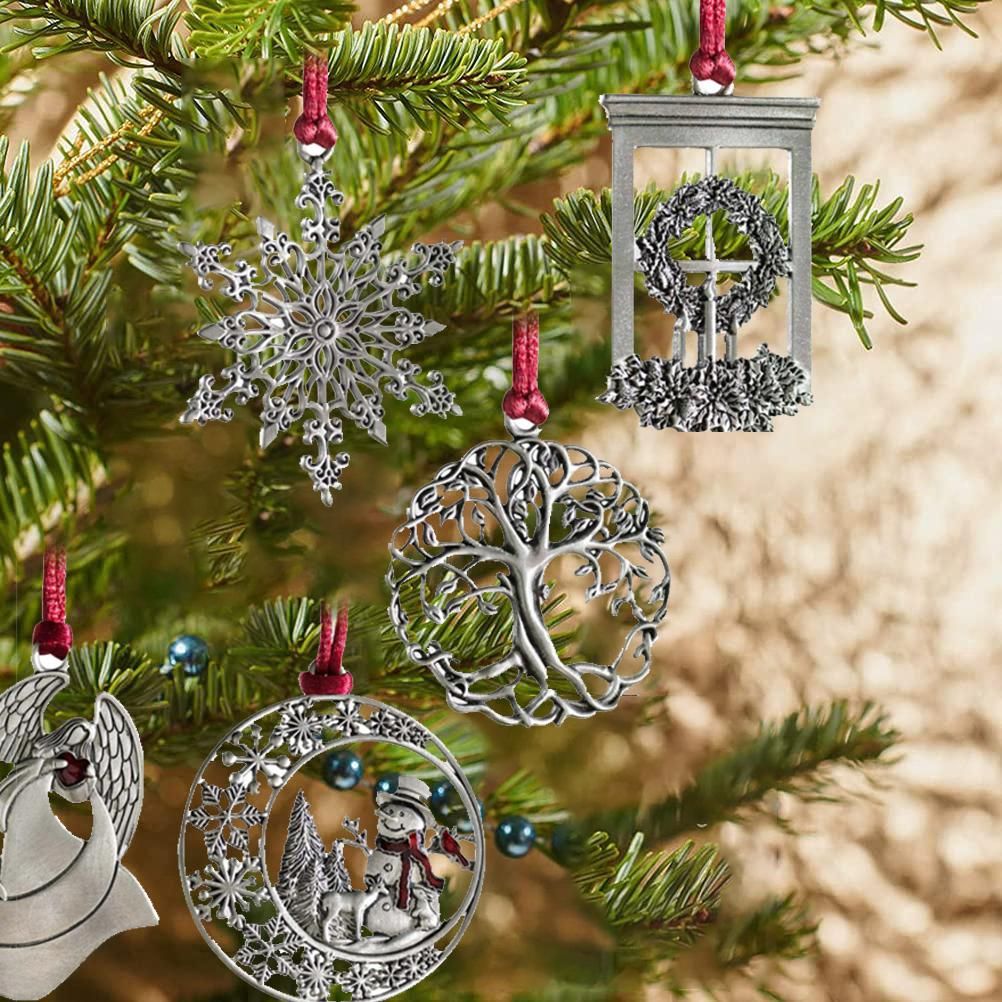 Pewter Christmas Tree Metal Pendant DIY Craft Hanging Decoration for Xmas Tree view 4