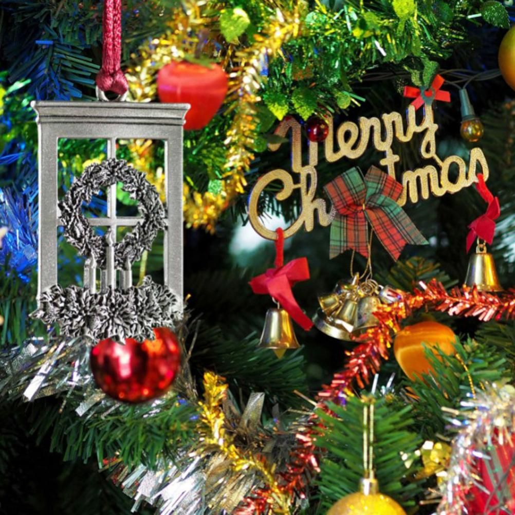 Pewter Christmas Tree Metal Pendant DIY Craft Hanging Decoration for Xmas Tree view 7