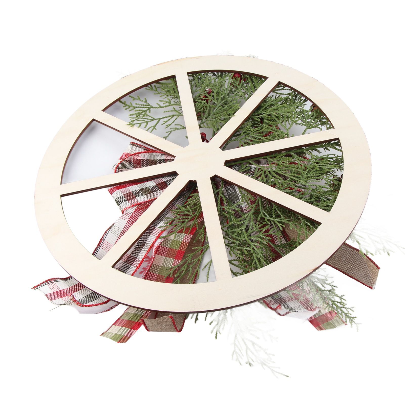 Red Truck Wheel Christmas Bowknot Wreath Fall Wreath for Front Door Wooden view 8